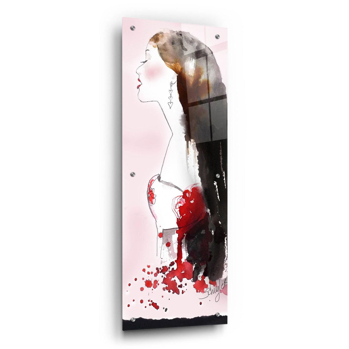 Epic Art ' Heart Girl' by Schuyler Rideout, Acrylic Glass Wall Art,16x48