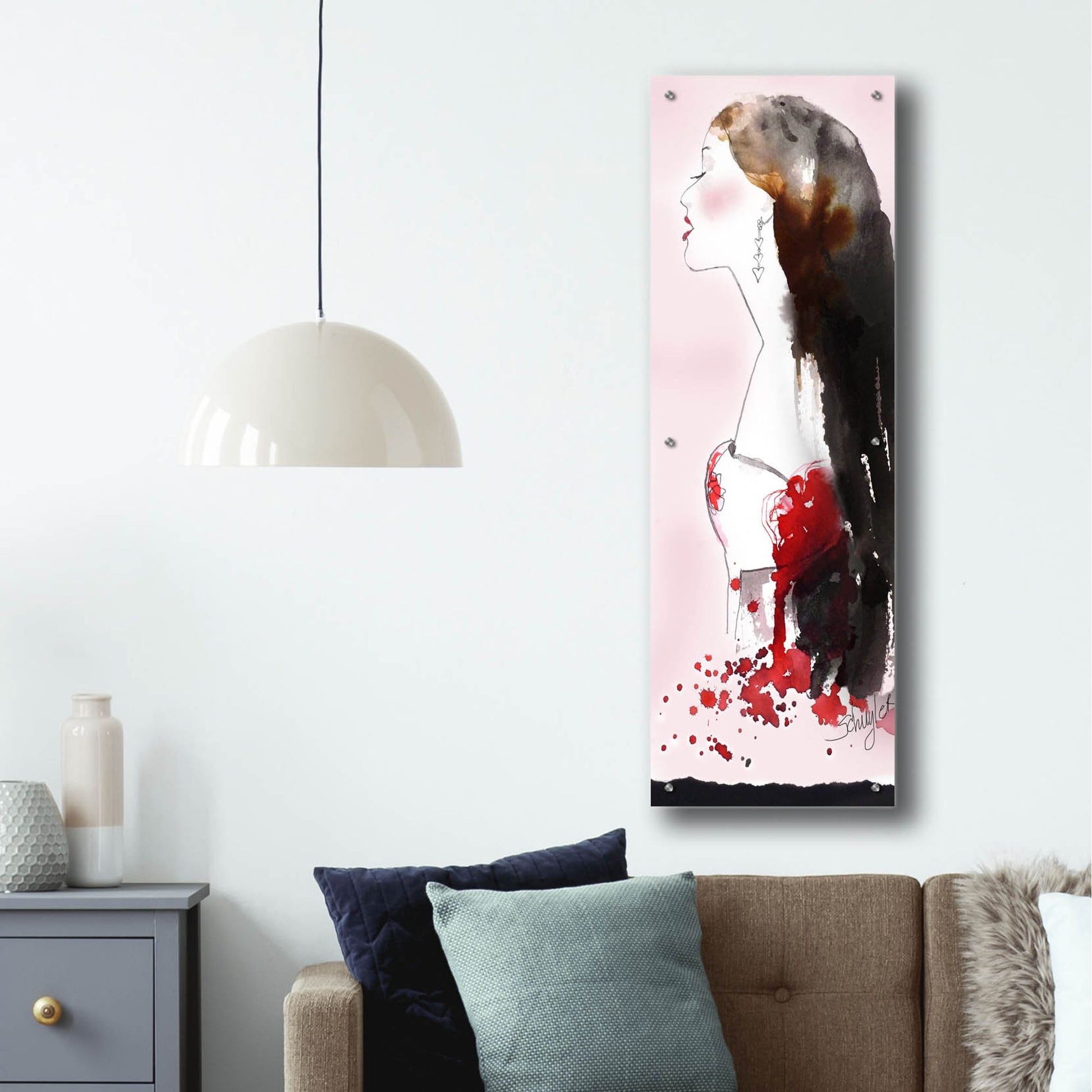 Epic Art ' Heart Girl' by Schuyler Rideout, Acrylic Glass Wall Art,16x48