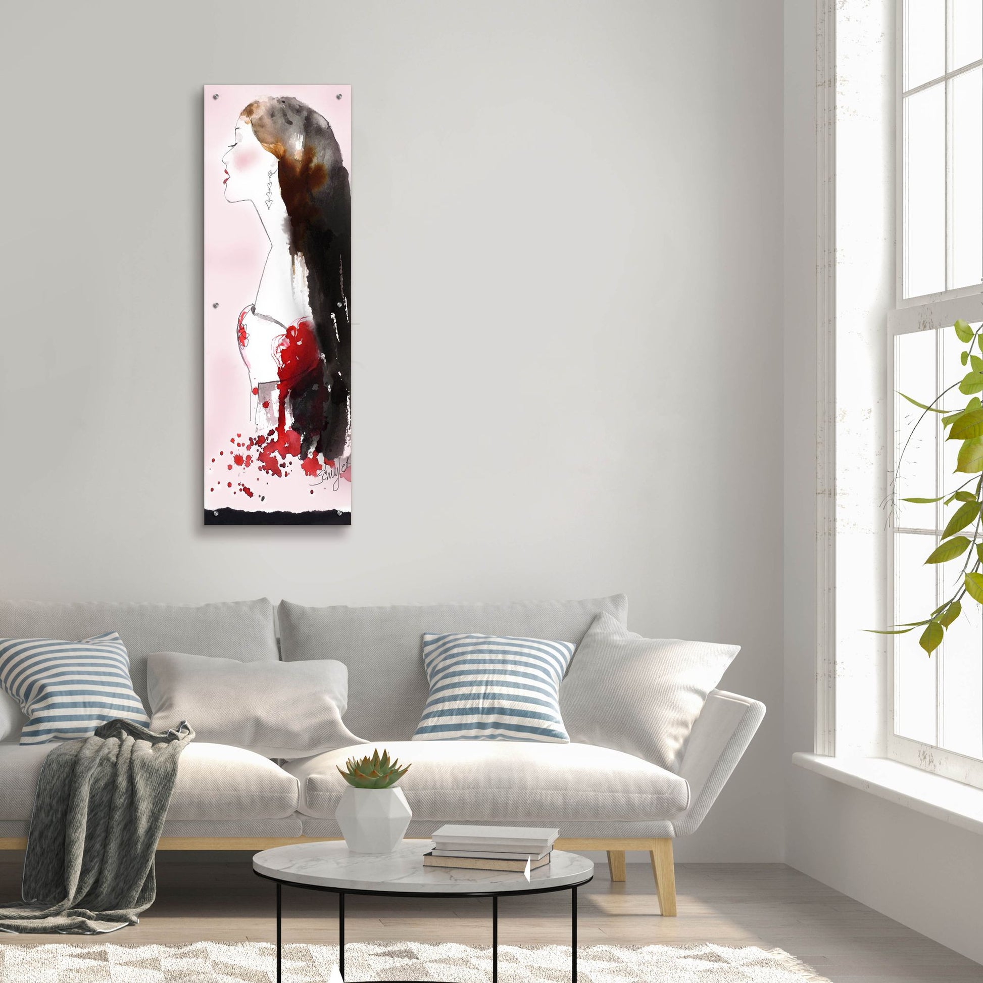 Epic Art ' Heart Girl' by Schuyler Rideout, Acrylic Glass Wall Art,16x48