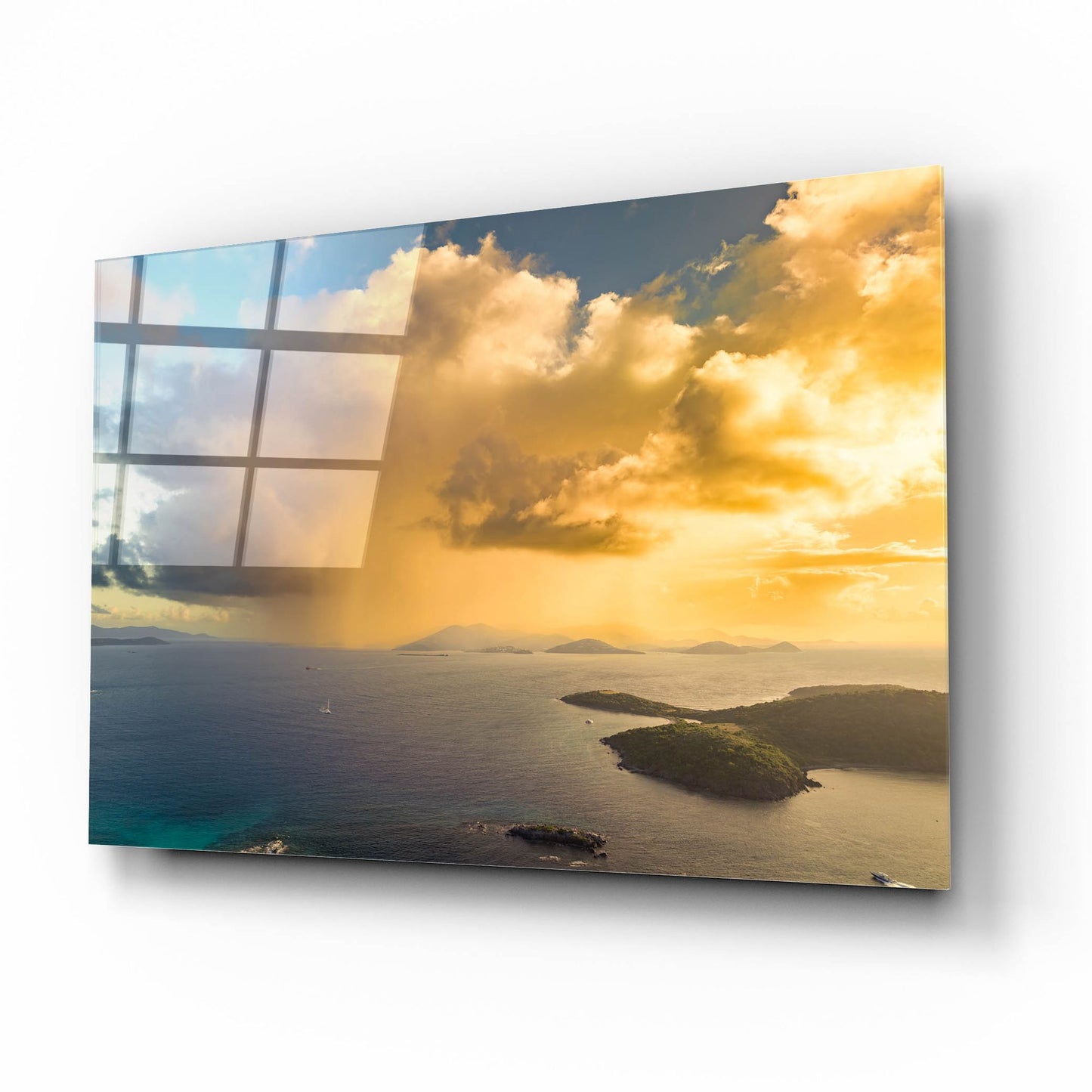 Epic Art 'Morning Rain Over Pillsbury Sound USVI' by Epic Portfolio, Acrylic Glass Wall Art,16x12