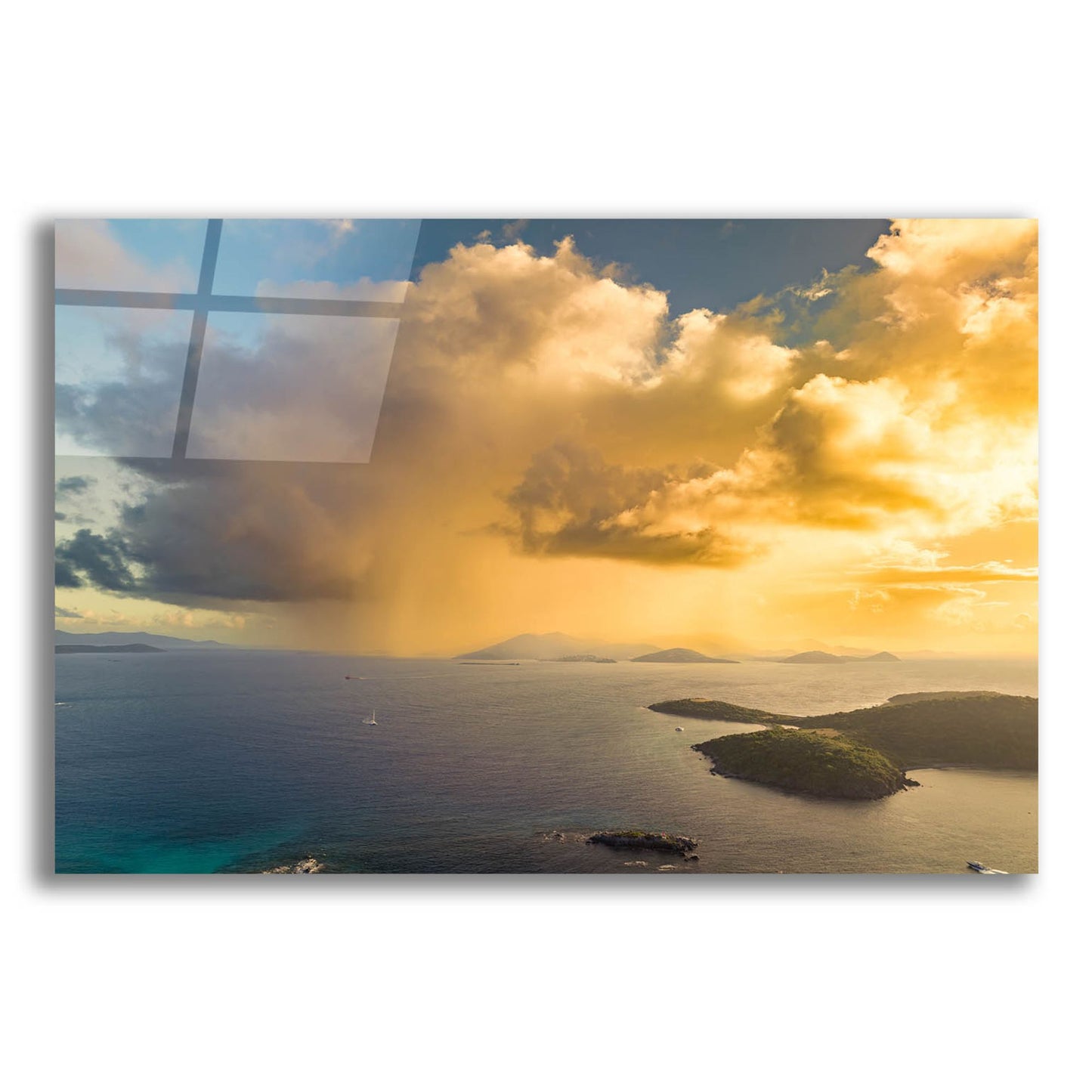 Epic Art 'Morning Rain Over Pillsbury Sound USVI' by Epic Portfolio, Acrylic Glass Wall Art,16x12