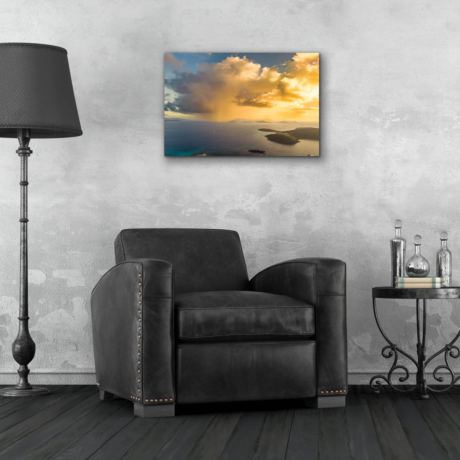 Epic Art 'Morning Rain Over Pillsbury Sound USVI' by Epic Portfolio, Acrylic Glass Wall Art,24x16