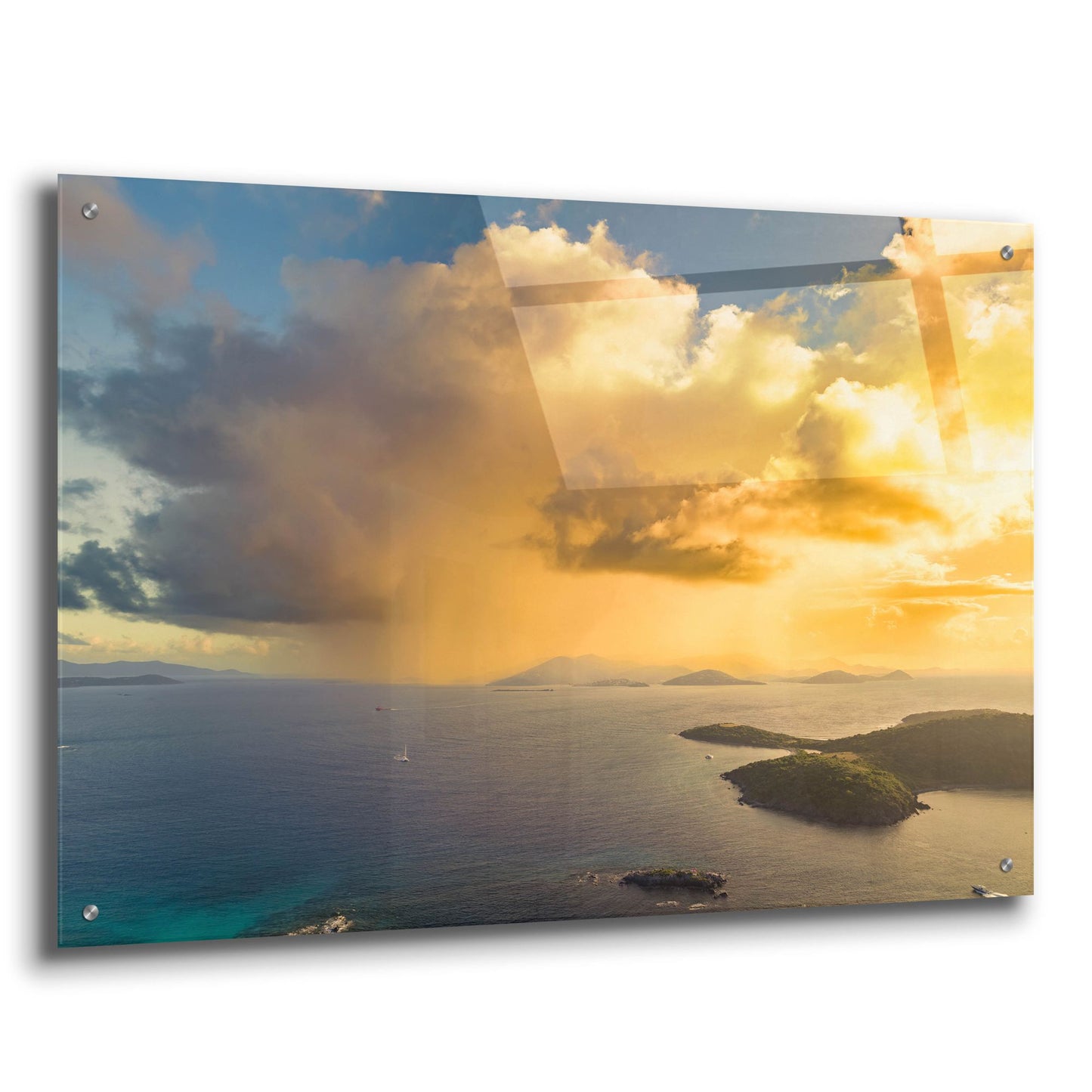 Epic Art 'Morning Rain Over Pillsbury Sound USVI' by Epic Portfolio, Acrylic Glass Wall Art,36x24