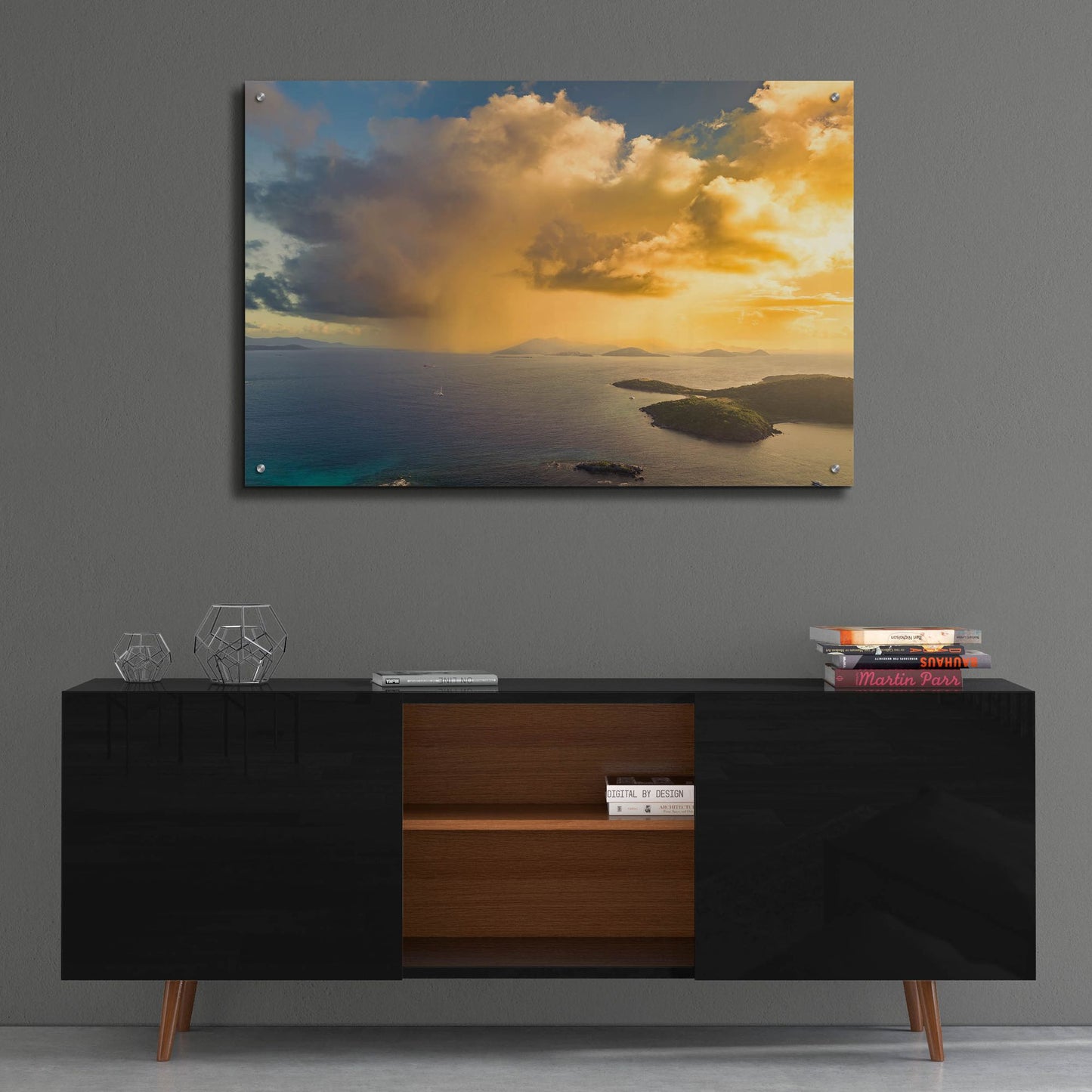 Epic Art 'Morning Rain Over Pillsbury Sound USVI' by Epic Portfolio, Acrylic Glass Wall Art,36x24