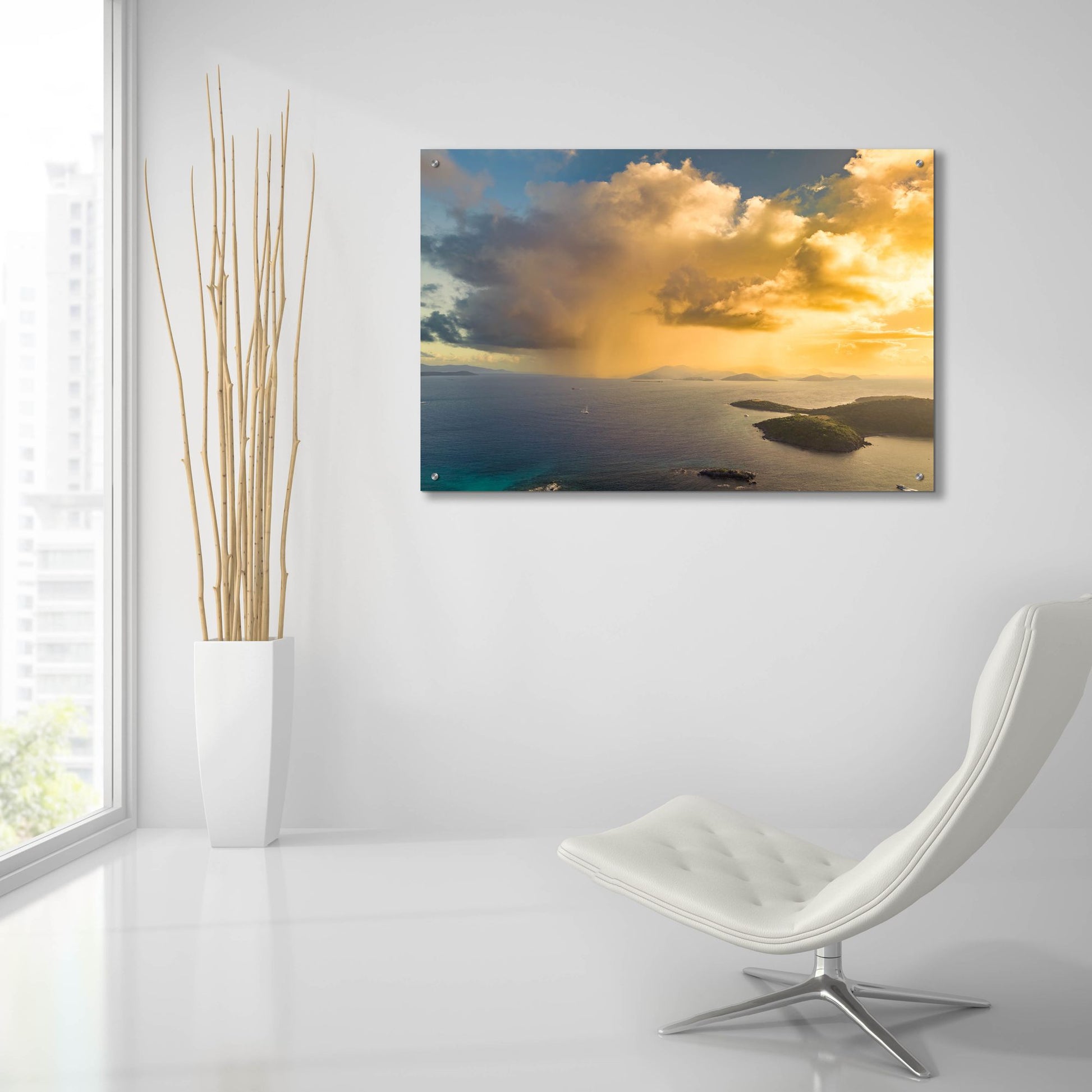 Epic Art 'Morning Rain Over Pillsbury Sound USVI' by Epic Portfolio, Acrylic Glass Wall Art,36x24