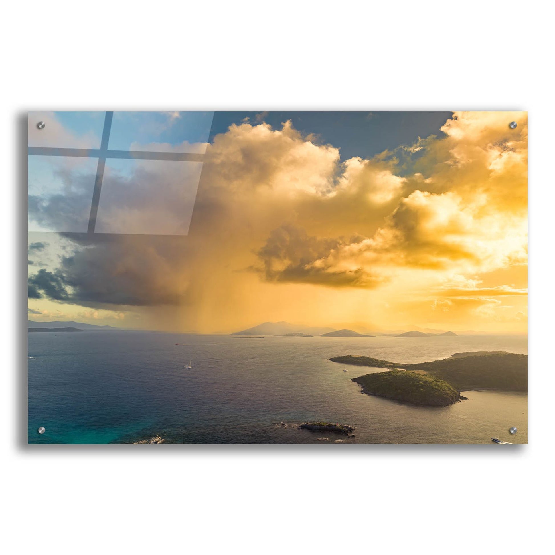 Epic Art 'Morning Rain Over Pillsbury Sound USVI' by Epic Portfolio, Acrylic Glass Wall Art,36x24