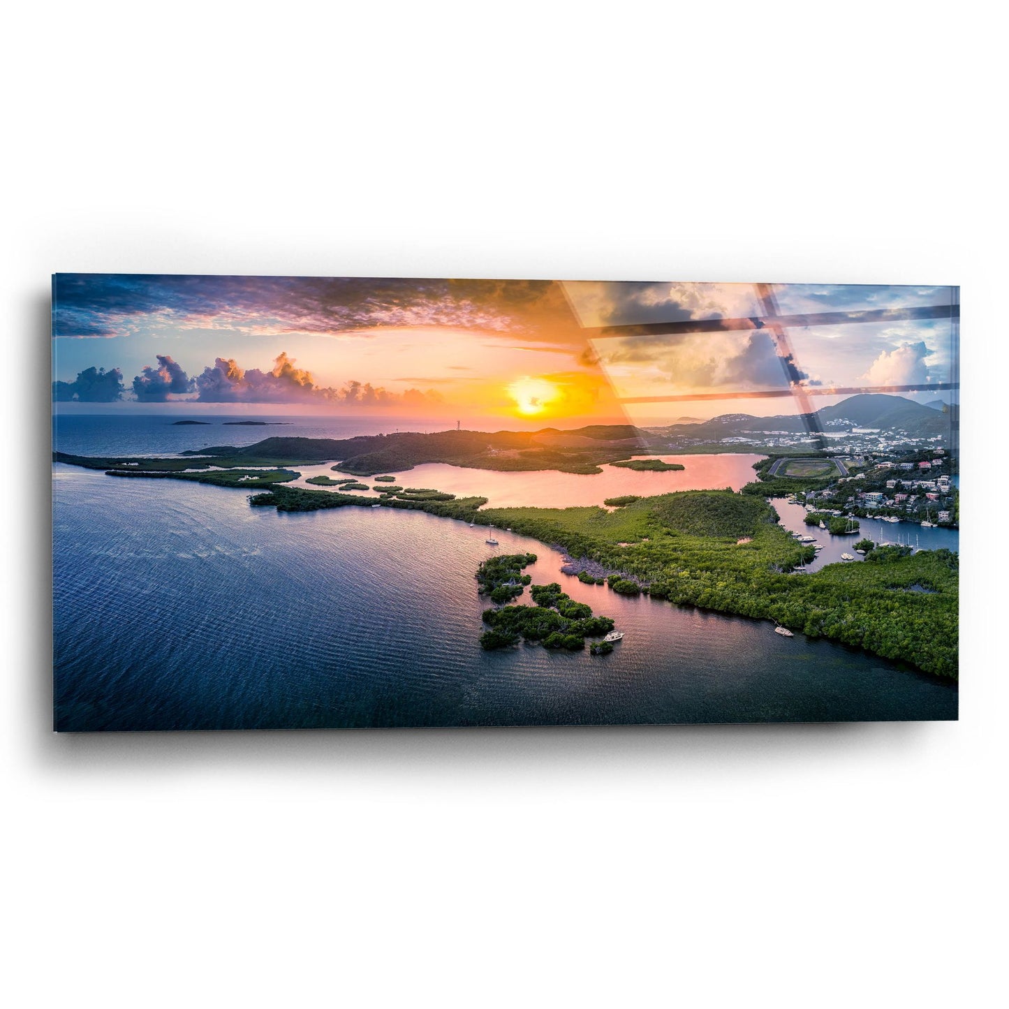 Epic Art 'St Thomas USVI Sunrset' by Epic Portfolio, Acrylic Glass Wall Art,24x12