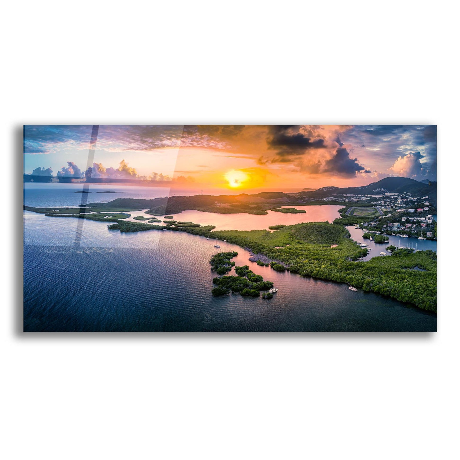 Epic Art 'St Thomas USVI Sunrset' by Epic Portfolio, Acrylic Glass Wall Art,24x12