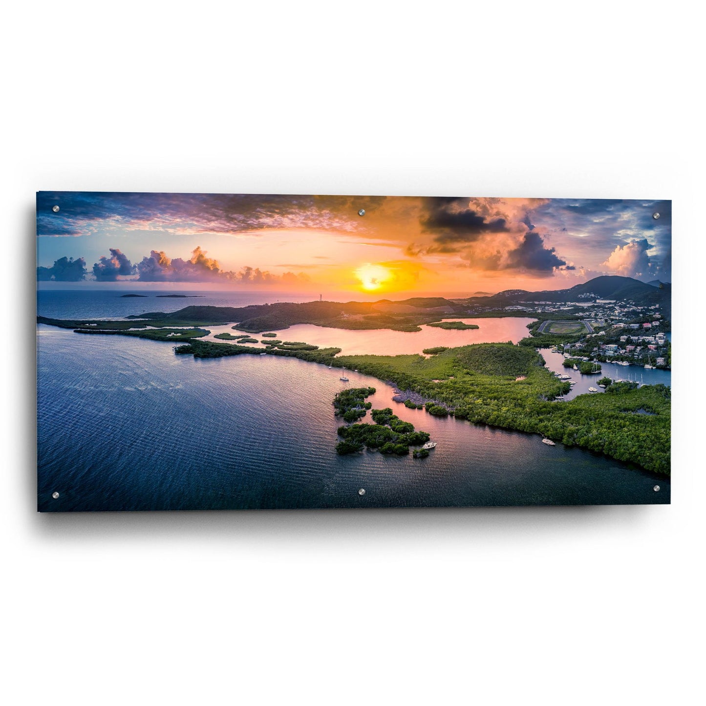 Epic Art 'St Thomas USVI Sunrset' by Epic Portfolio, Acrylic Glass Wall Art,48x24