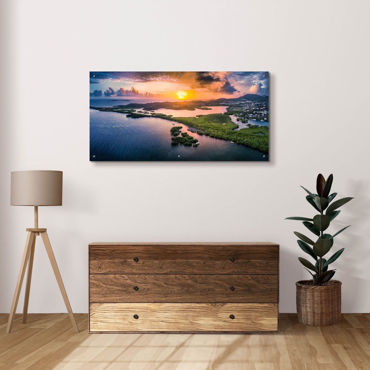 Epic Art 'St Thomas USVI Sunrset' by Epic Portfolio, Acrylic Glass Wall Art,48x24