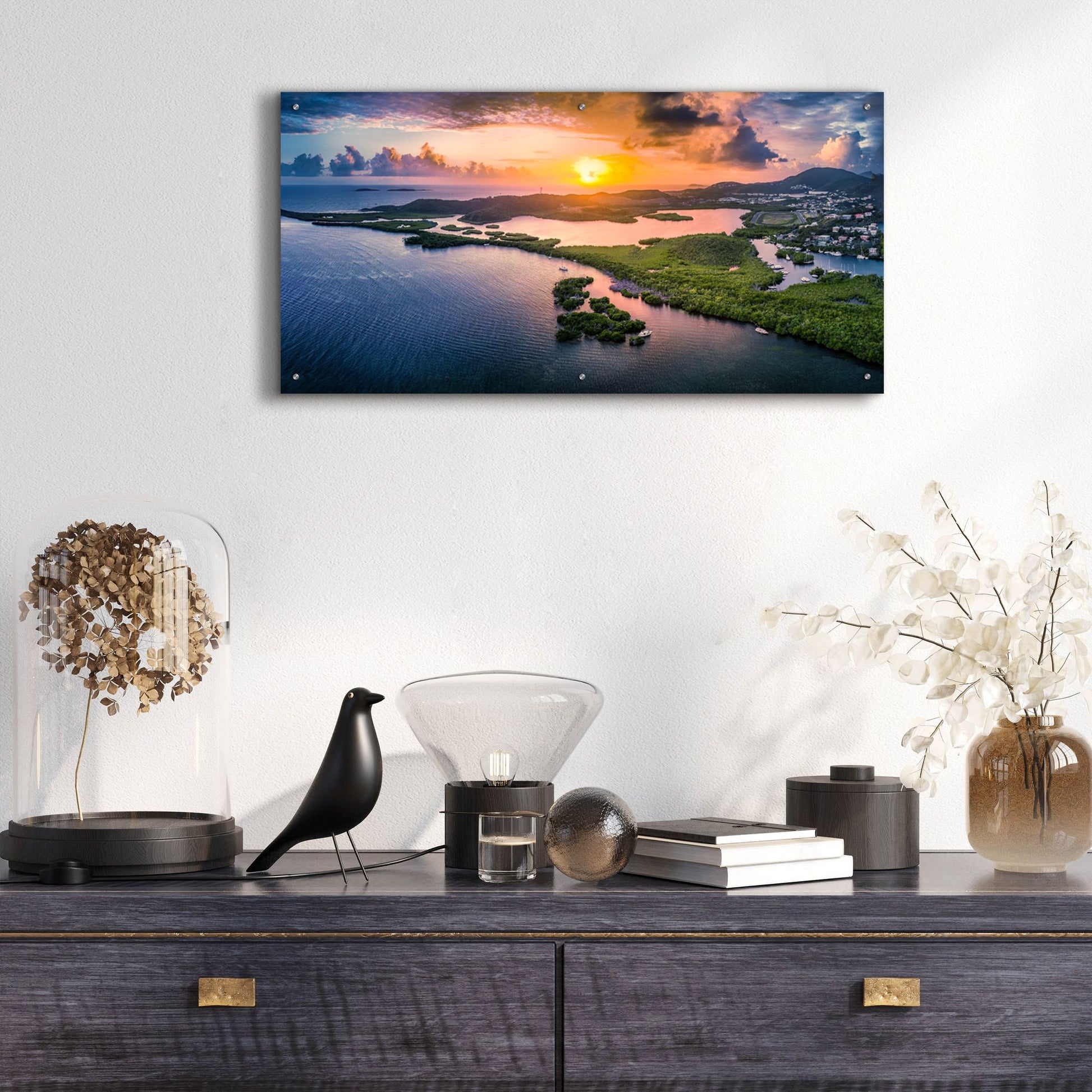 Epic Art 'St Thomas USVI Sunrset' by Epic Portfolio, Acrylic Glass Wall Art,48x24