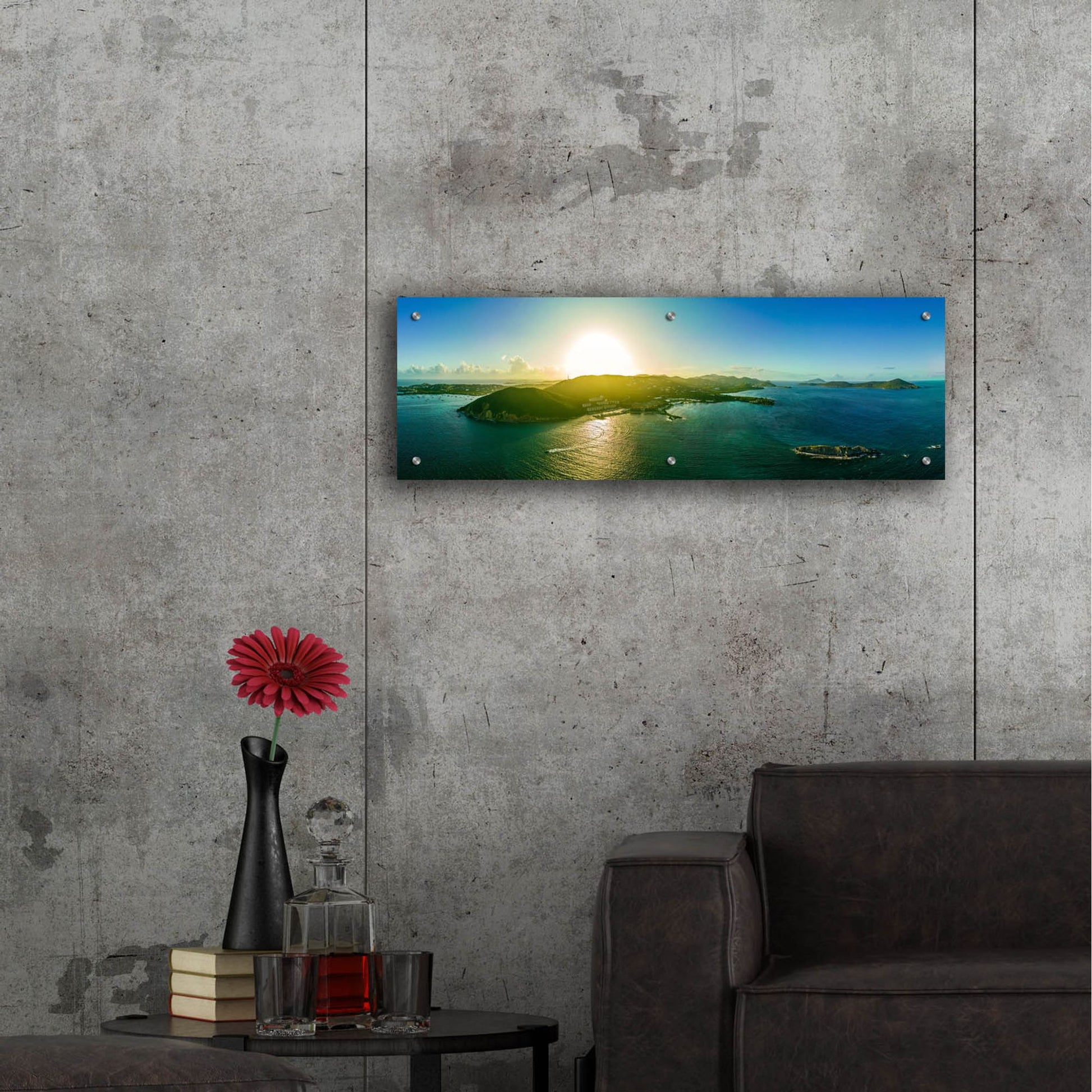 Epic Art 'St Thomas USVI Sunset' by Epic Portfolio, Acrylic Glass Wall Art,36x12