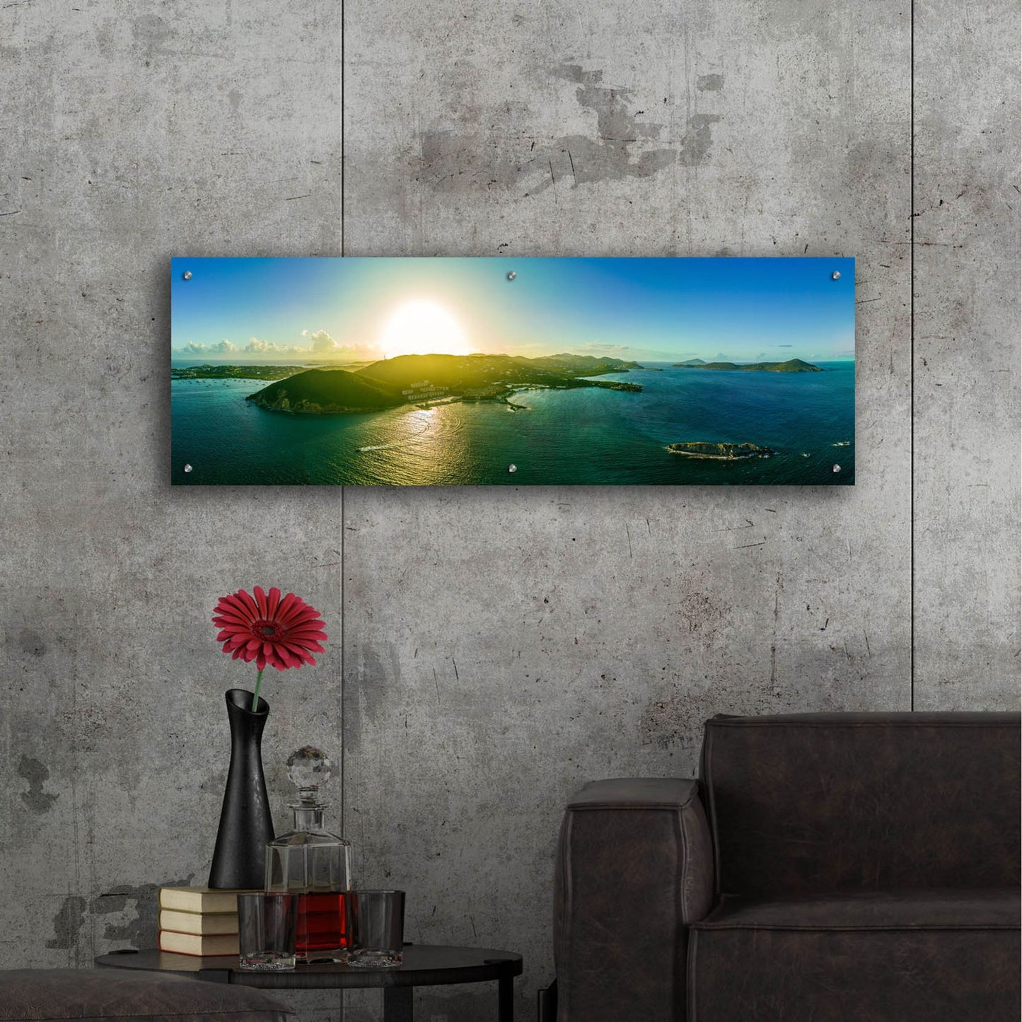 Epic Art 'St Thomas USVI Sunset' by Epic Portfolio, Acrylic Glass Wall Art,48x16