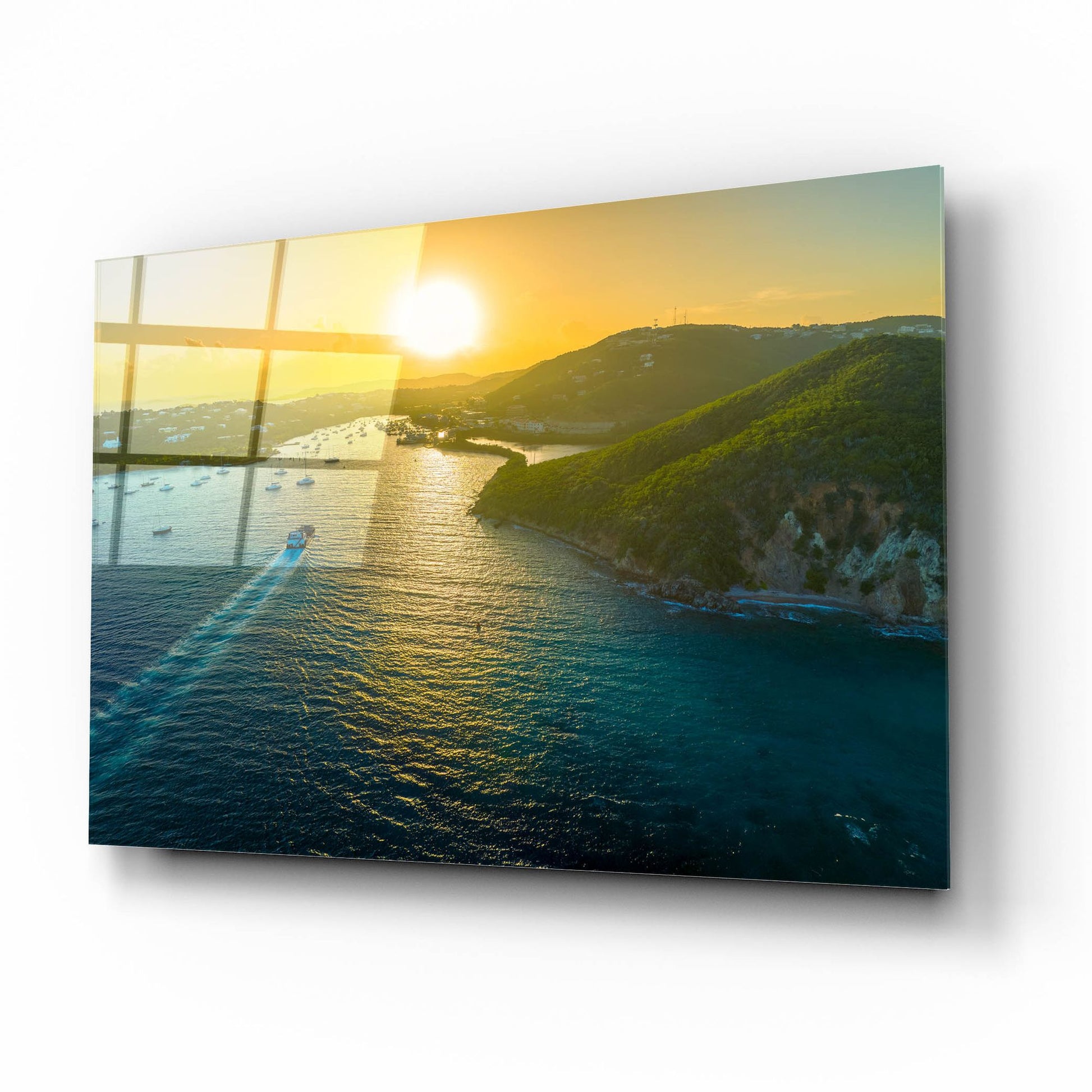 Epic Art 'Sunset over Vessup Bay St Thomas USVI' by Epic Portfolio, Acrylic Glass Wall Art,16x12