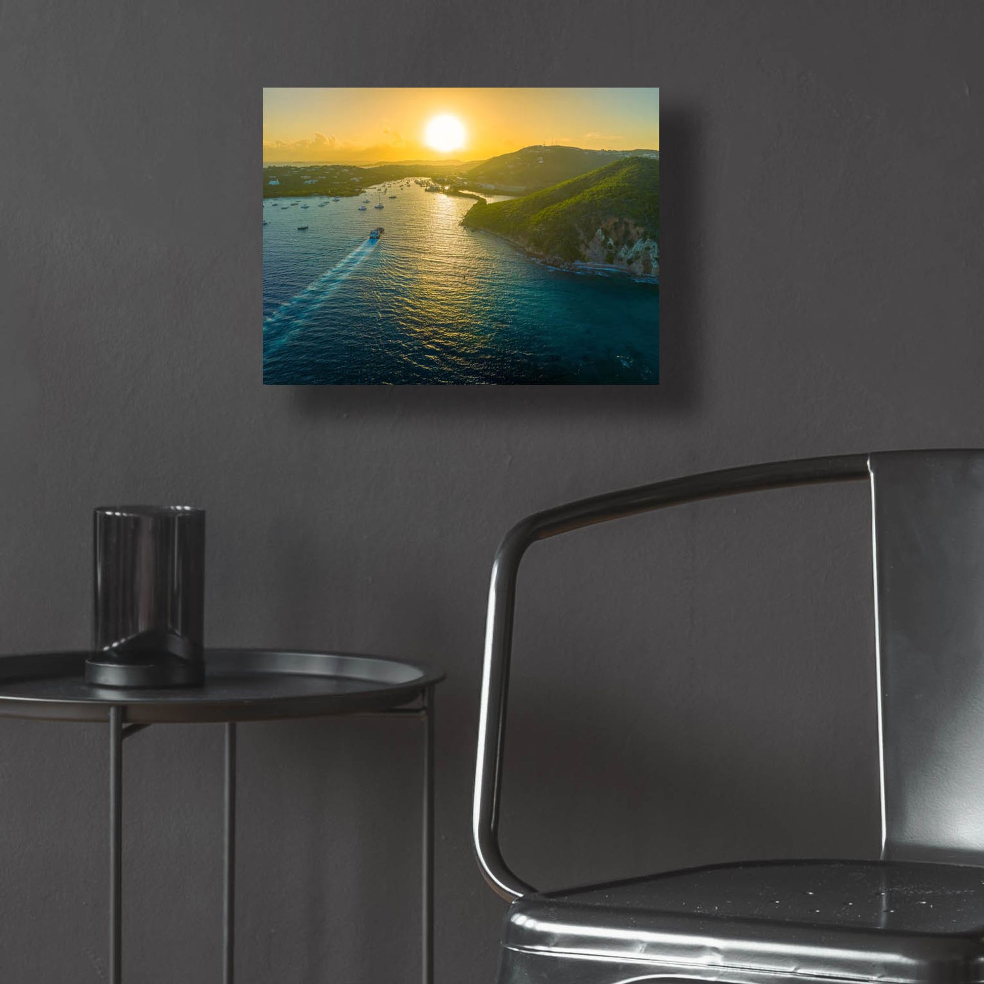 Epic Art 'Sunset over Vessup Bay St Thomas USVI' by Epic Portfolio, Acrylic Glass Wall Art,16x12