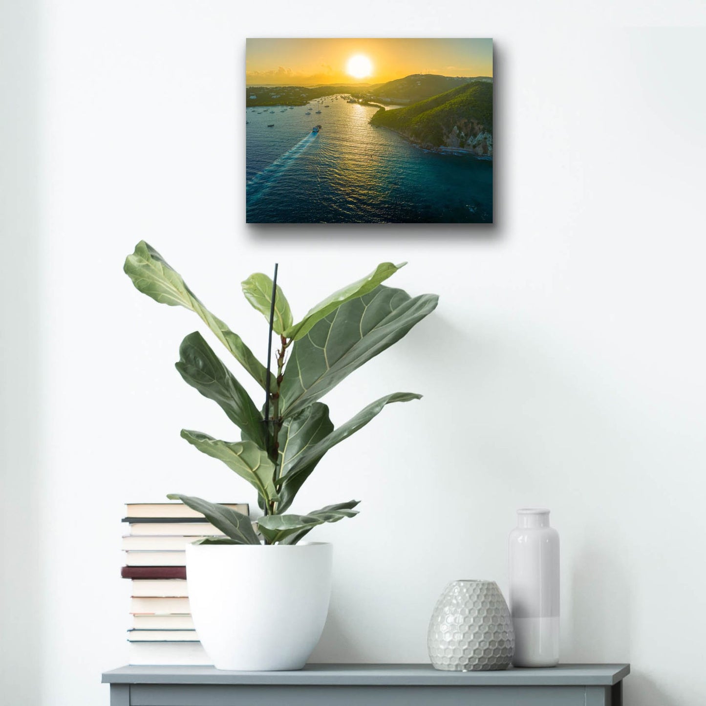 Epic Art 'Sunset over Vessup Bay St Thomas USVI' by Epic Portfolio, Acrylic Glass Wall Art,16x12