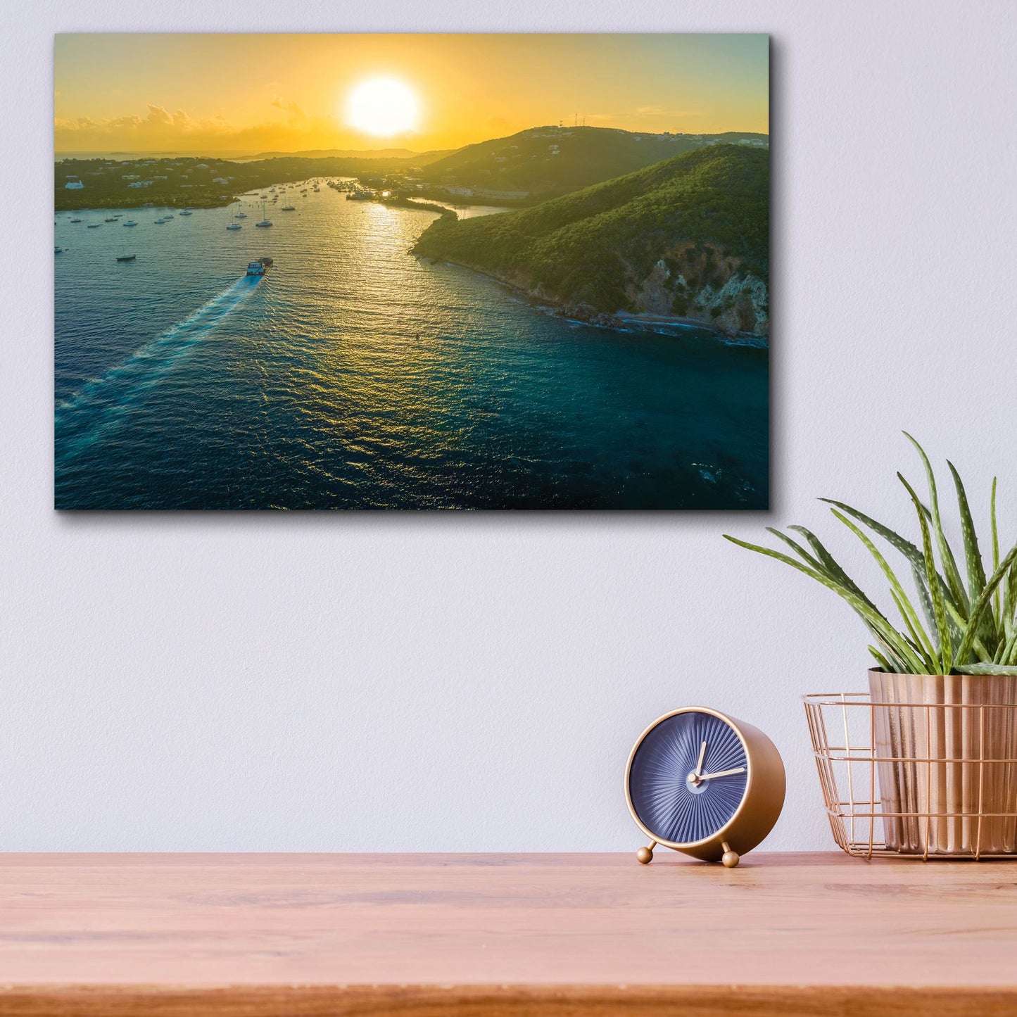 Epic Art 'Sunset over Vessup Bay St Thomas USVI' by Epic Portfolio, Acrylic Glass Wall Art,16x12