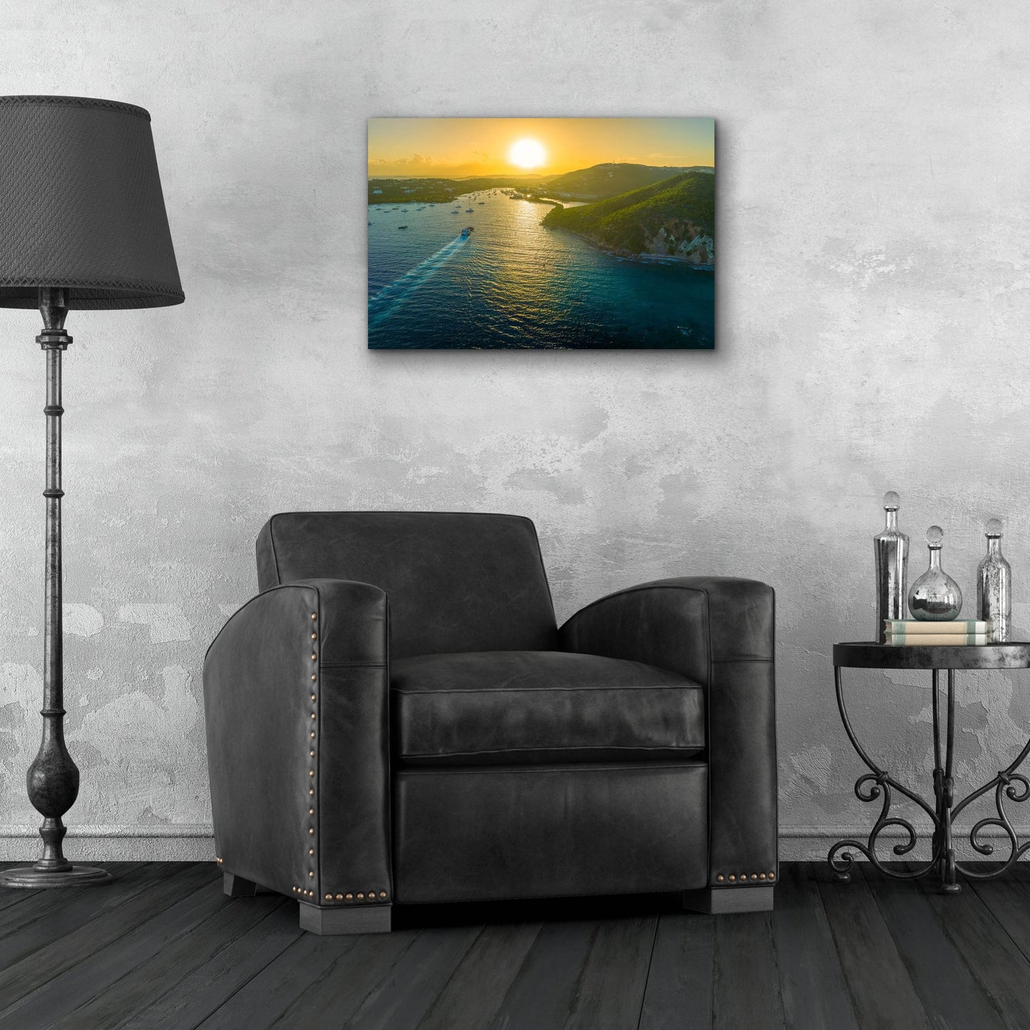 Epic Art 'Sunset over Vessup Bay St Thomas USVI' by Epic Portfolio, Acrylic Glass Wall Art,24x16