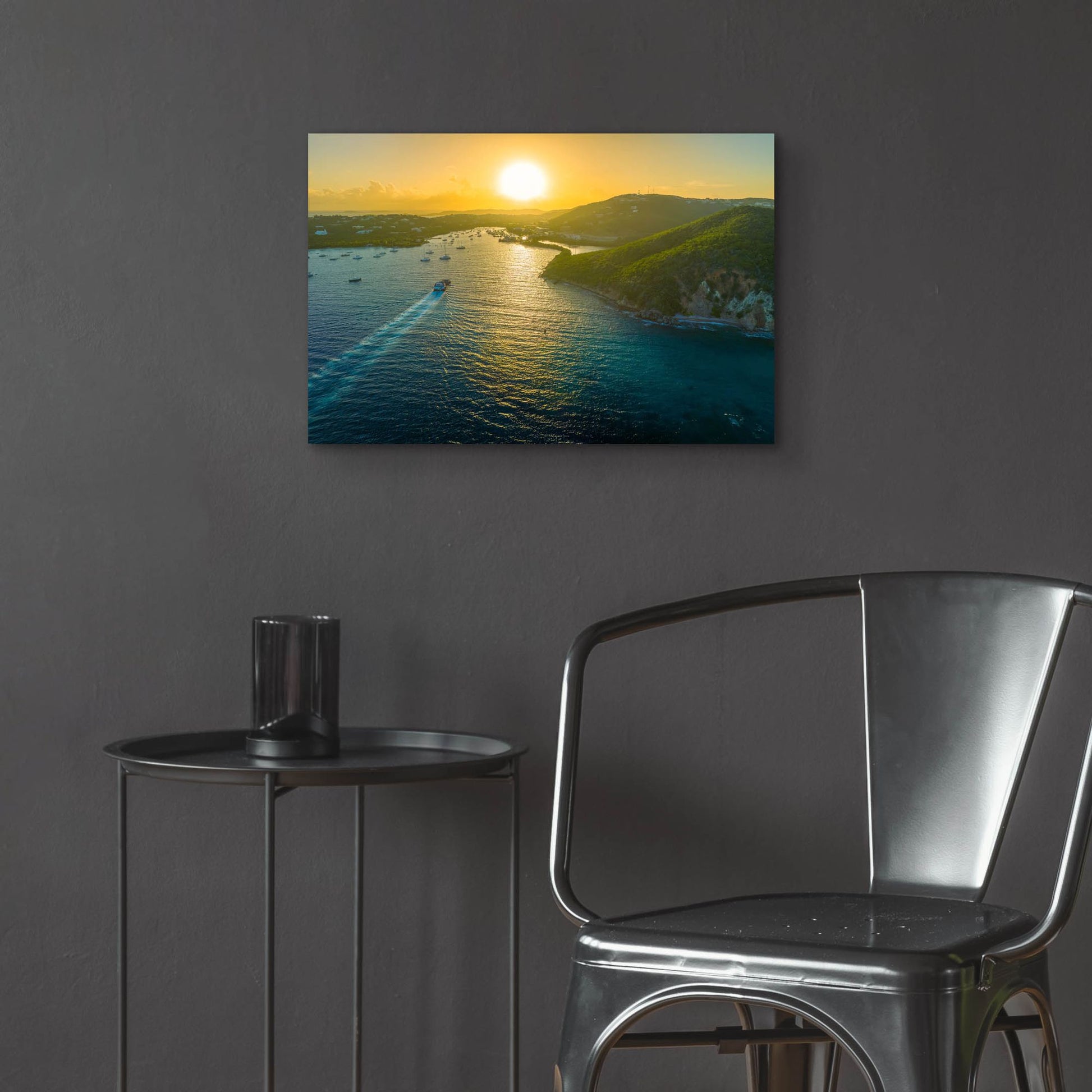 Epic Art 'Sunset over Vessup Bay St Thomas USVI' by Epic Portfolio, Acrylic Glass Wall Art,24x16