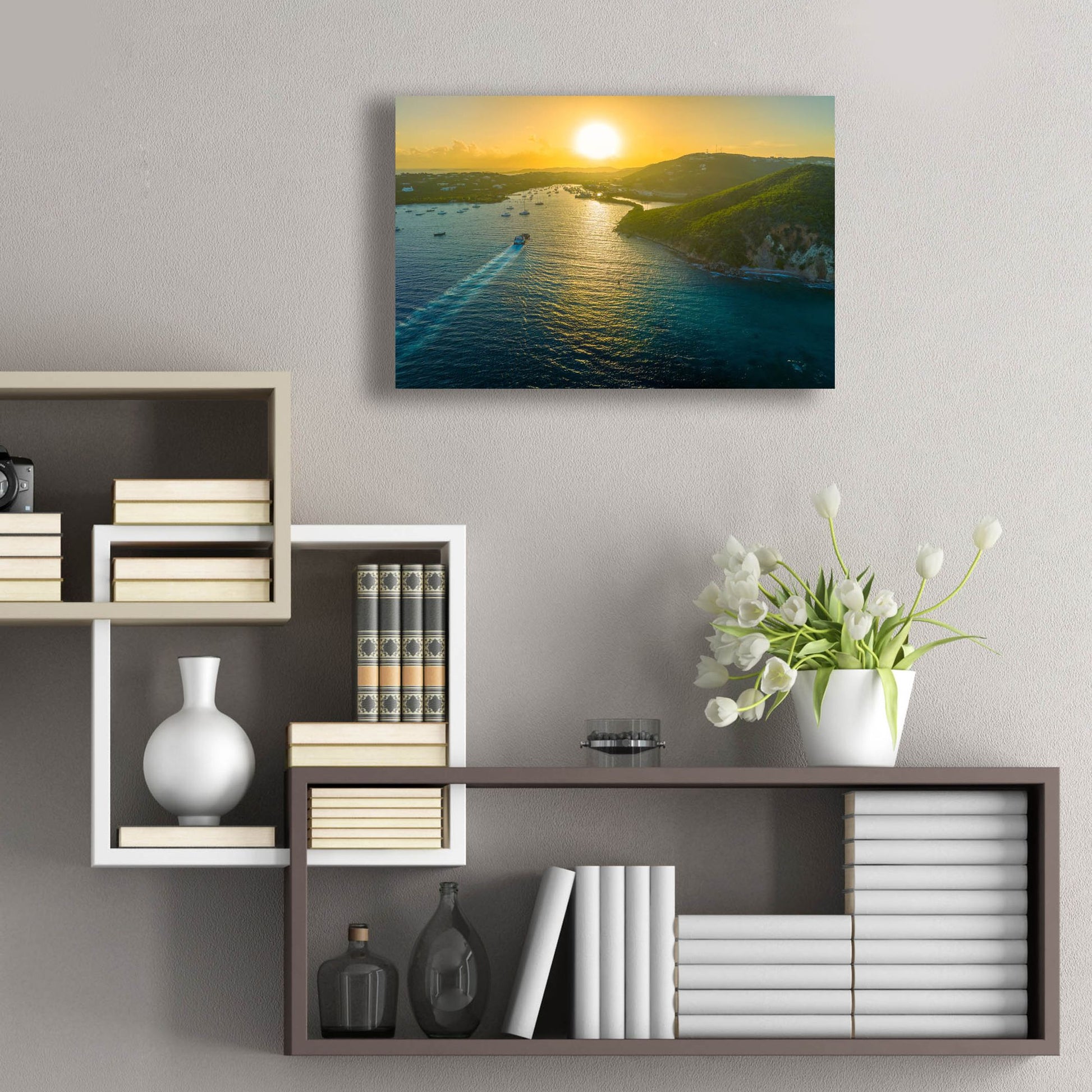 Epic Art 'Sunset over Vessup Bay St Thomas USVI' by Epic Portfolio, Acrylic Glass Wall Art,24x16