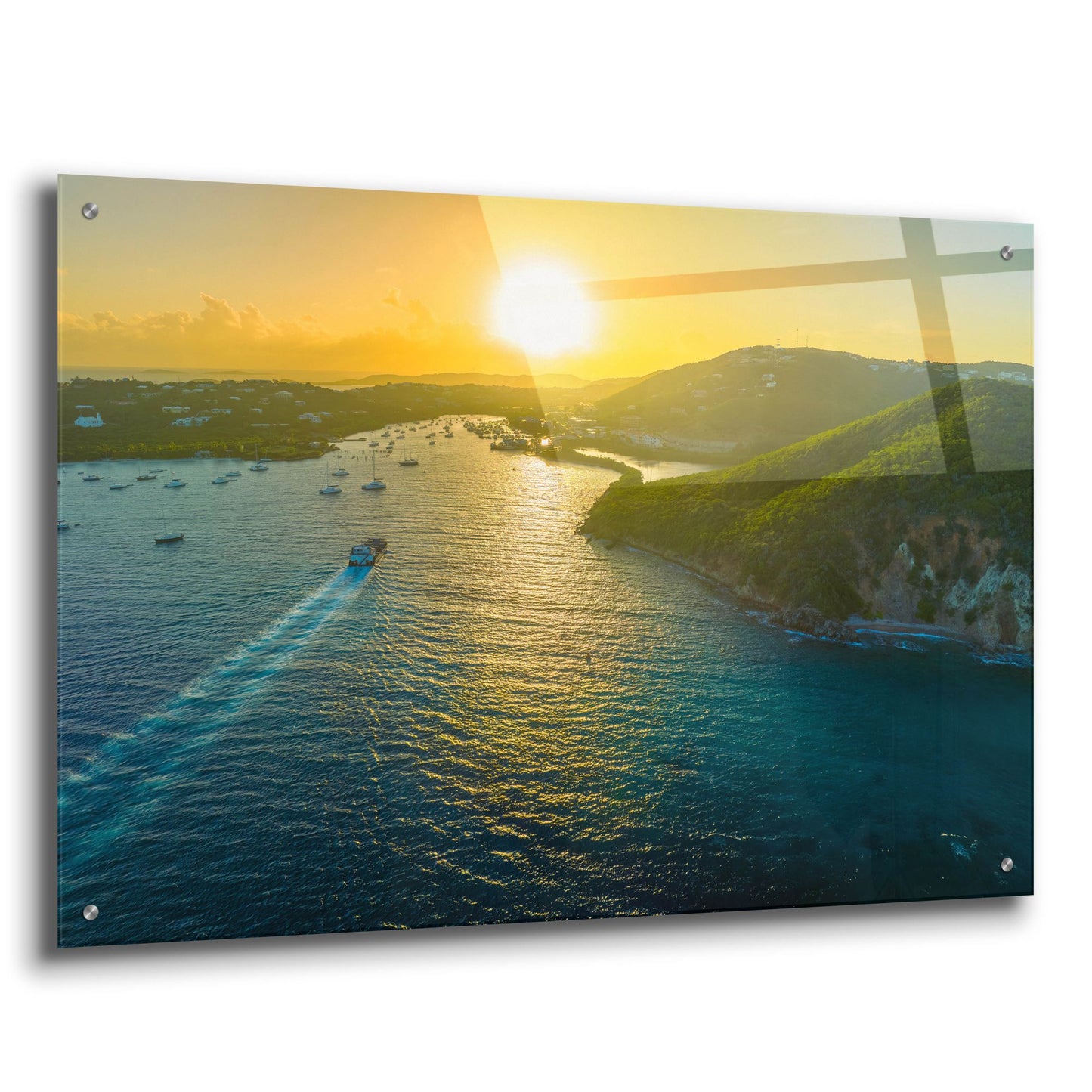 Epic Art 'Sunset over Vessup Bay St Thomas USVI' by Epic Portfolio, Acrylic Glass Wall Art,36x24