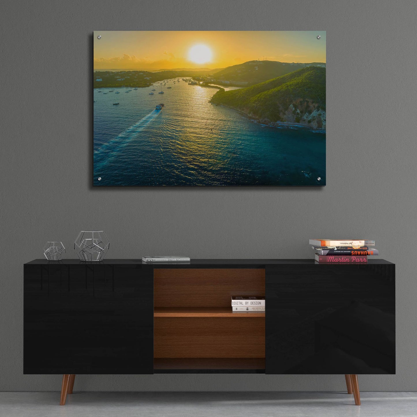 Epic Art 'Sunset over Vessup Bay St Thomas USVI' by Epic Portfolio, Acrylic Glass Wall Art,36x24