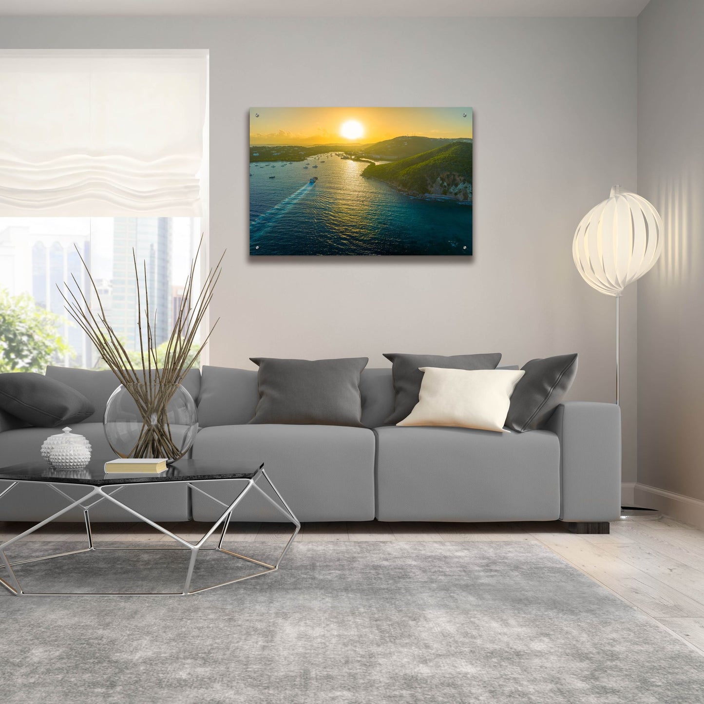 Epic Art 'Sunset over Vessup Bay St Thomas USVI' by Epic Portfolio, Acrylic Glass Wall Art,36x24