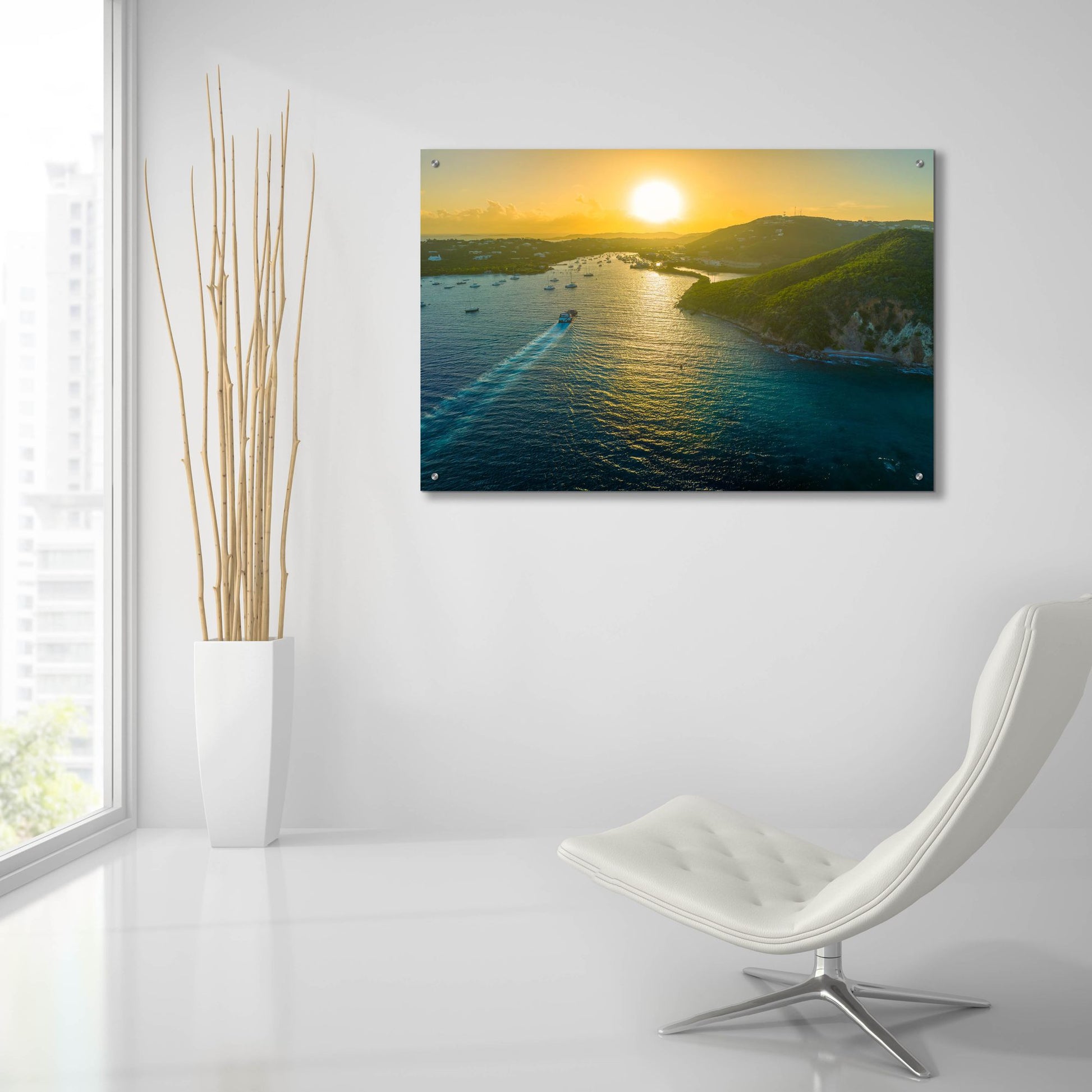 Epic Art 'Sunset over Vessup Bay St Thomas USVI' by Epic Portfolio, Acrylic Glass Wall Art,36x24