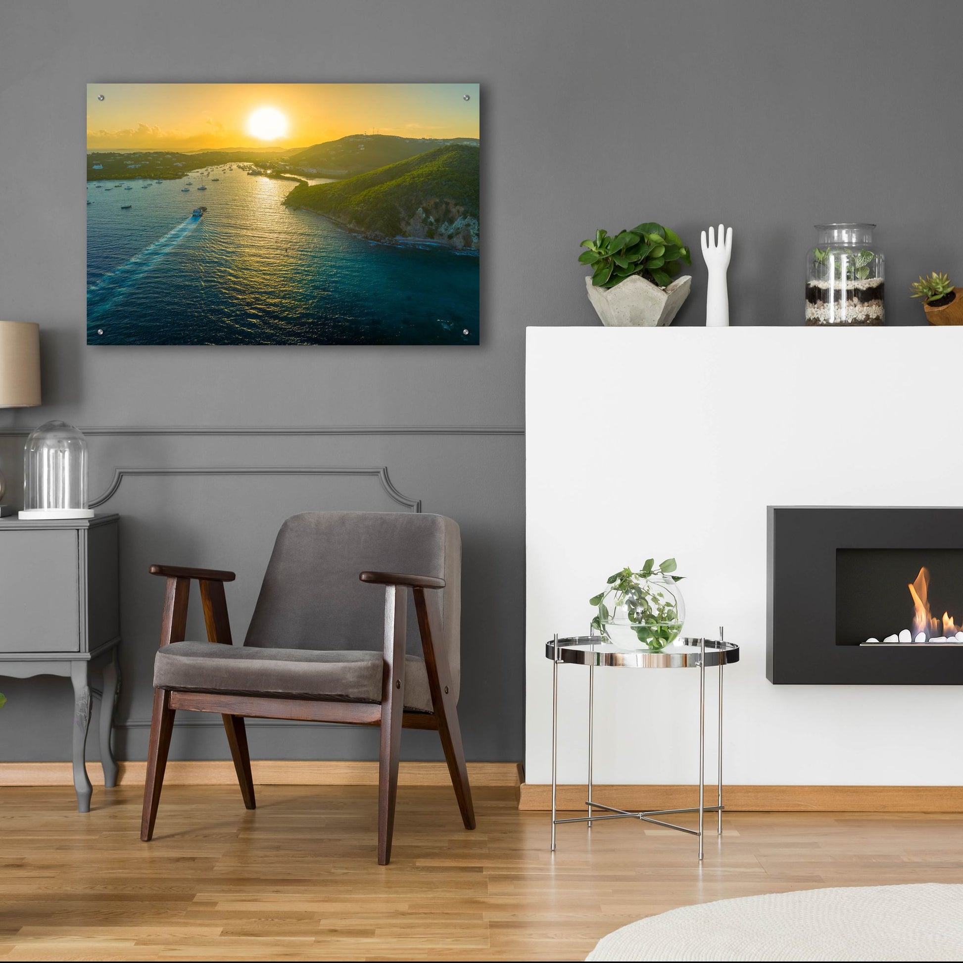 Epic Art 'Sunset over Vessup Bay St Thomas USVI' by Epic Portfolio, Acrylic Glass Wall Art,36x24