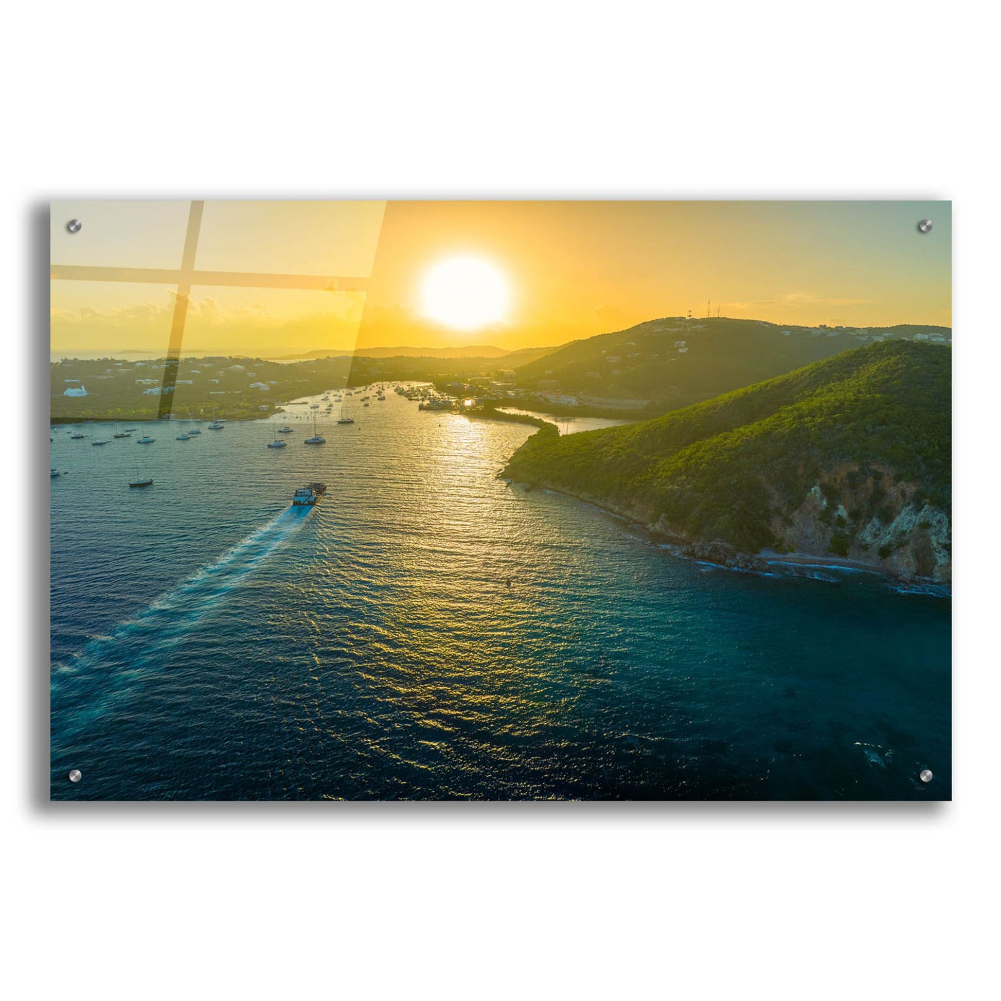 Epic Art 'Sunset over Vessup Bay St Thomas USVI' by Epic Portfolio, Acrylic Glass Wall Art,36x24