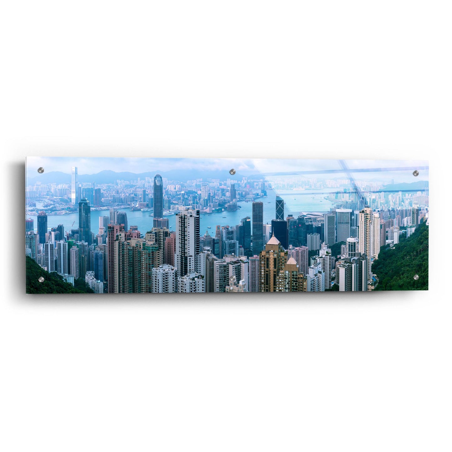 Epic Art 'Hong Kong Panorama' by Epic Portfolio, Acrylic Glass Wall Art,36x12