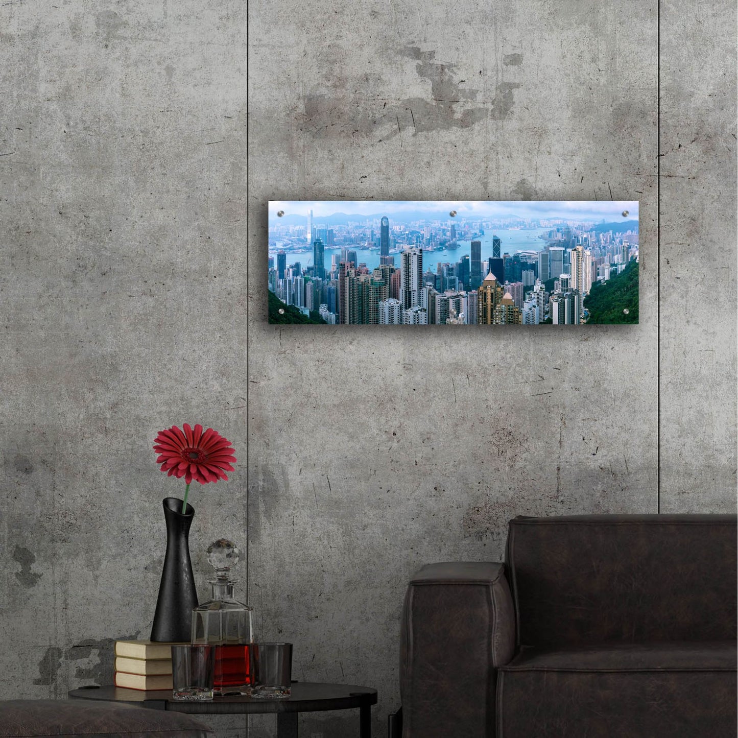 Epic Art 'Hong Kong Panorama' by Epic Portfolio, Acrylic Glass Wall Art,36x12