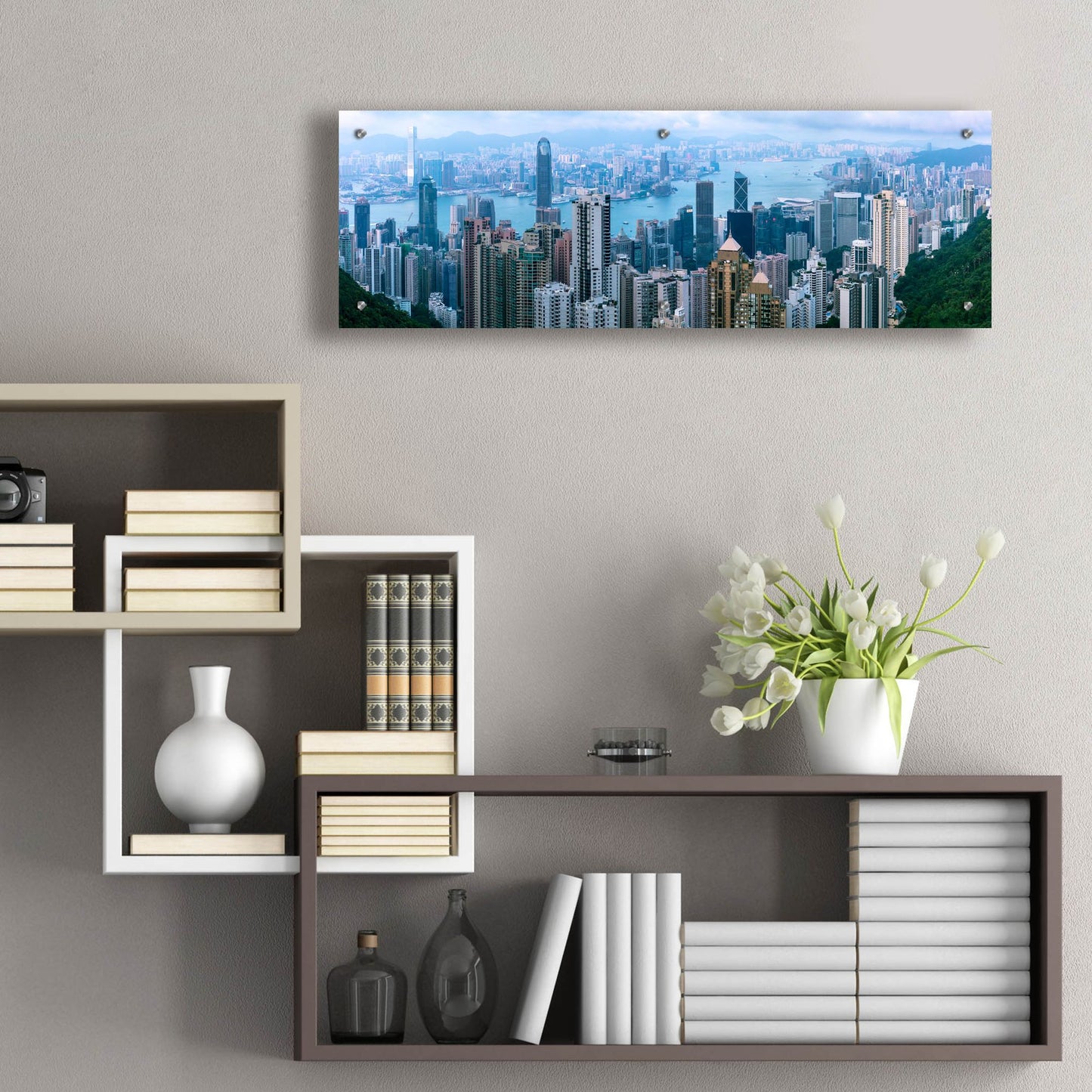 Epic Art 'Hong Kong Panorama' by Epic Portfolio, Acrylic Glass Wall Art,36x12