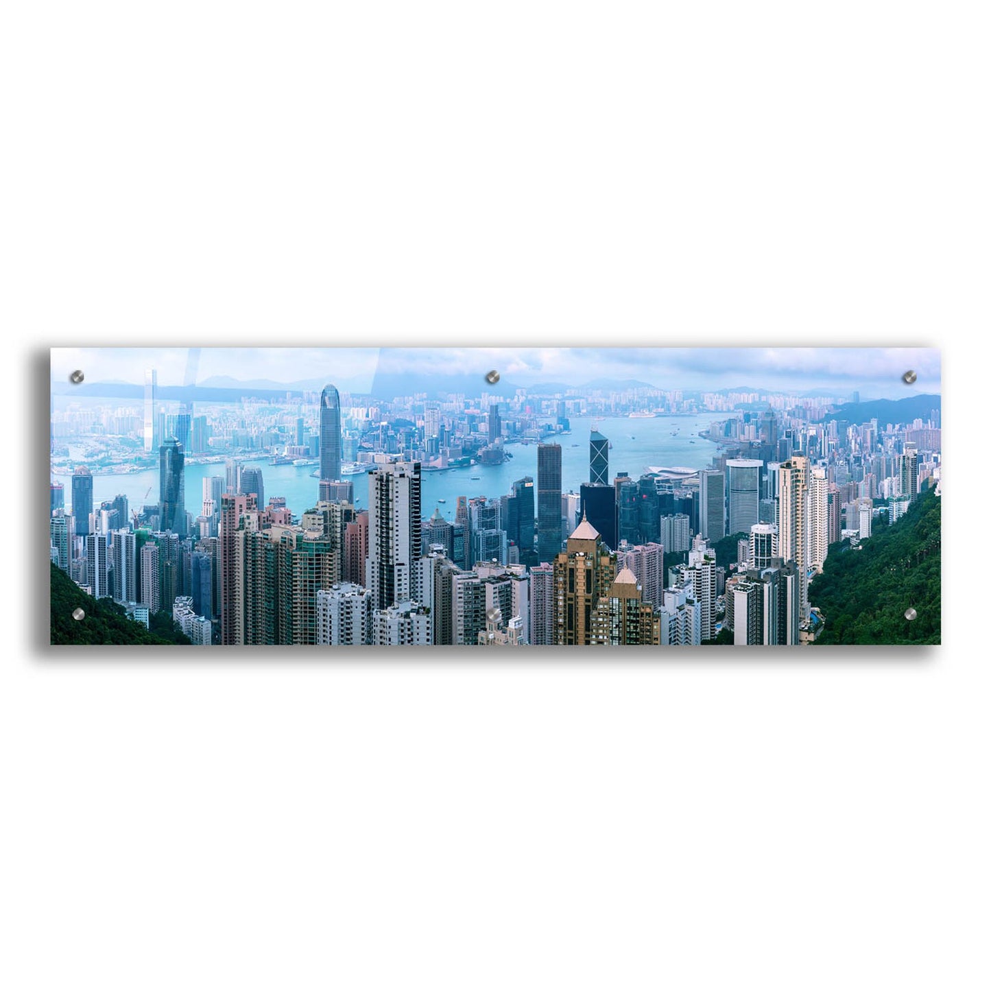 Epic Art 'Hong Kong Panorama' by Epic Portfolio, Acrylic Glass Wall Art,36x12