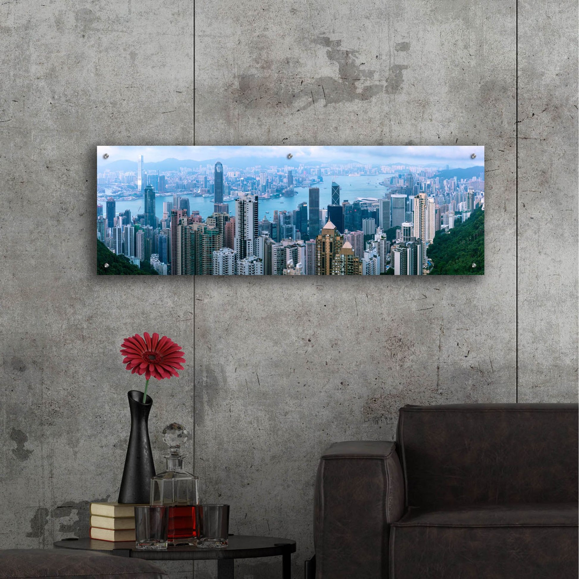 Epic Art 'Hong Kong Panorama' by Epic Portfolio, Acrylic Glass Wall Art,48x16