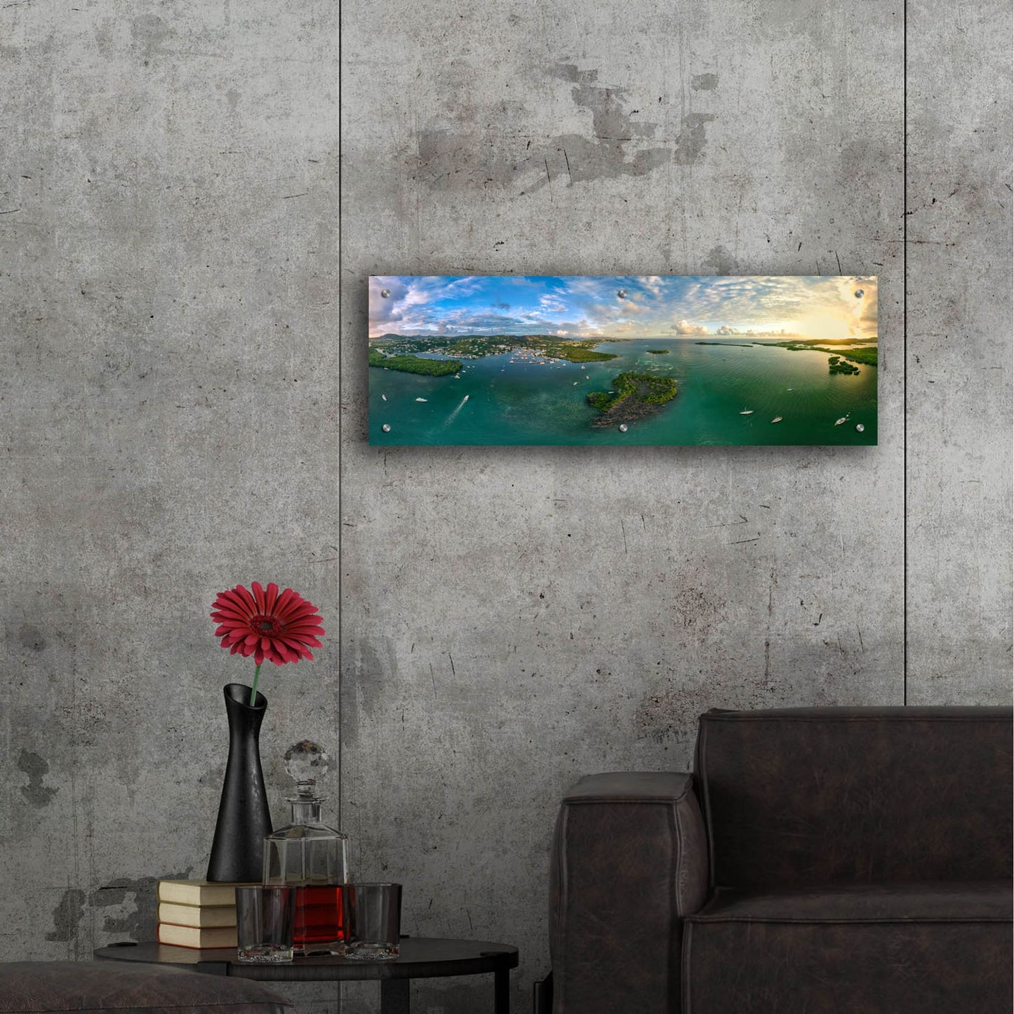 Epic Art 'St Thomas USVI Sunset Panorama' by Epic Portfolio, Acrylic Glass Wall Art,36x12