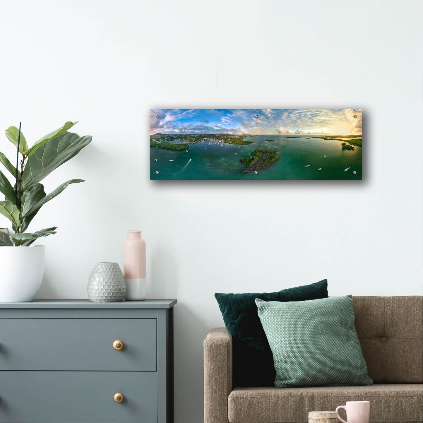 Epic Art 'St Thomas USVI Sunset Panorama' by Epic Portfolio, Acrylic Glass Wall Art,36x12