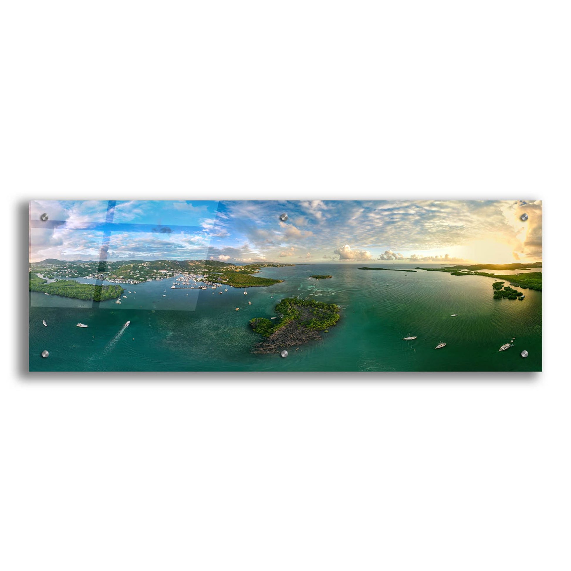 Epic Art 'St Thomas USVI Sunset Panorama' by Epic Portfolio, Acrylic Glass Wall Art,36x12