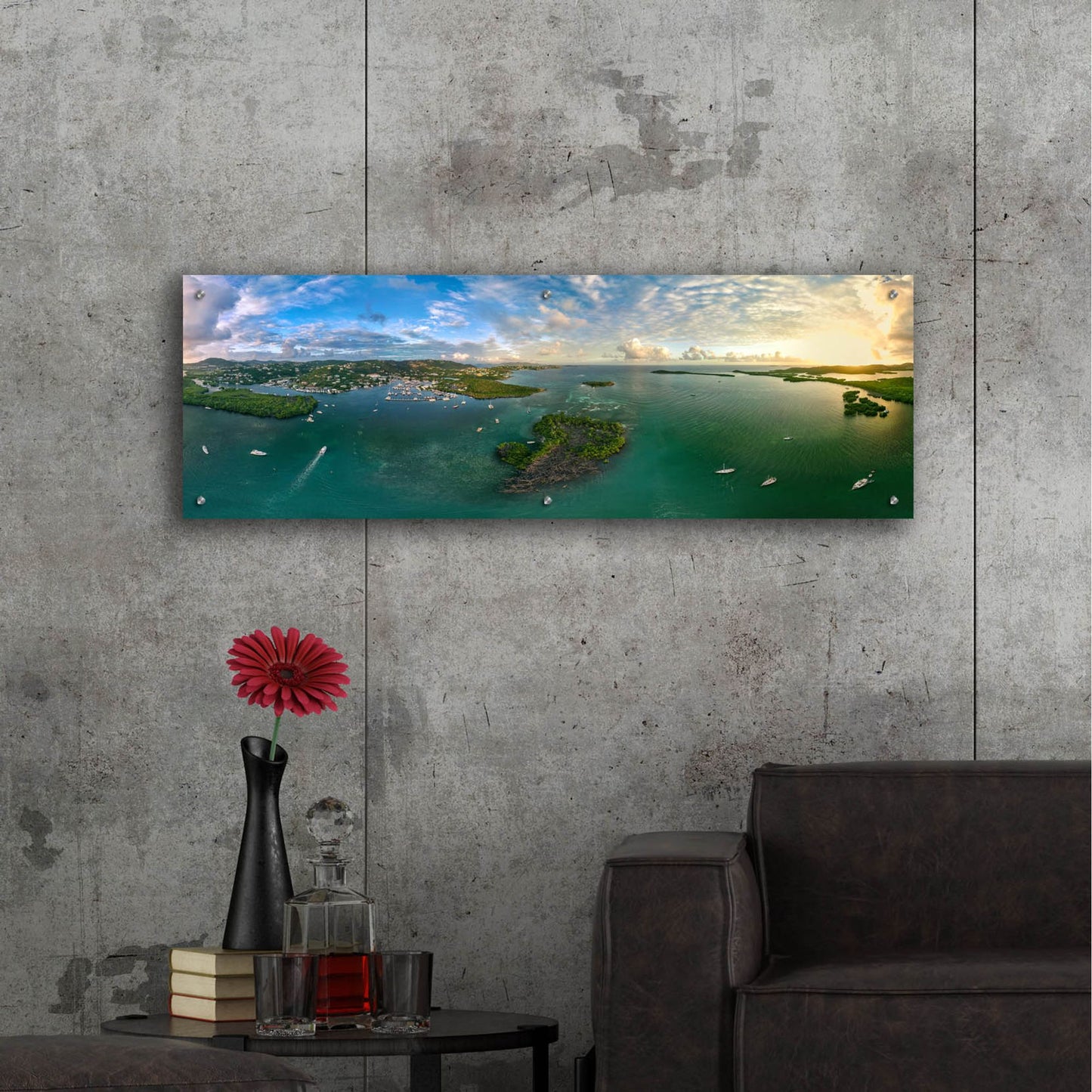 Epic Art 'St Thomas USVI Sunset Panorama' by Epic Portfolio, Acrylic Glass Wall Art,48x16