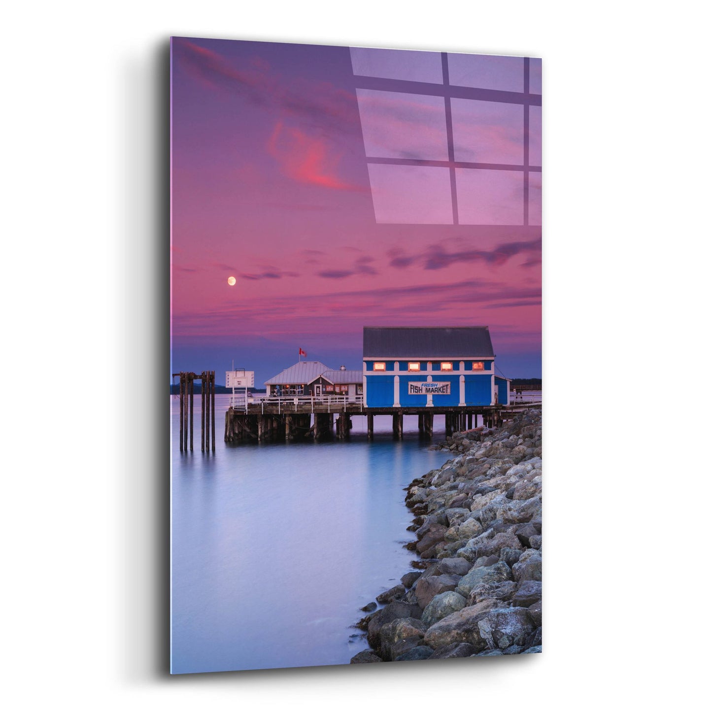 Epic Art ' Moon over Sidney Fish Market' by Shawn/Corinne Severn, Acrylic Glass Wall Art,12x16