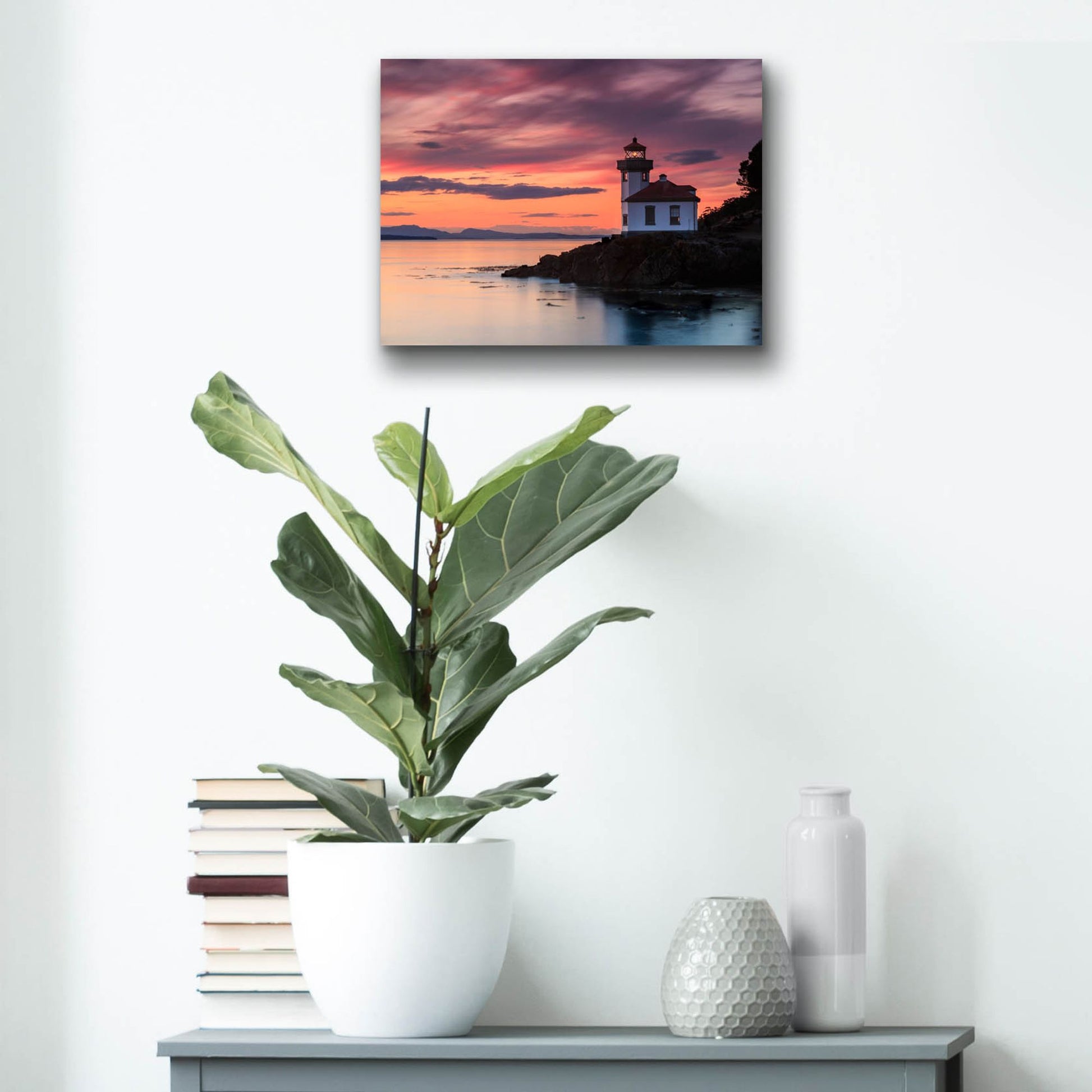 Epic Art ' Orange Sunset at Lime Kiln Lighthouse' by Shawn/Corinne Severn, Acrylic Glass Wall Art,16x12