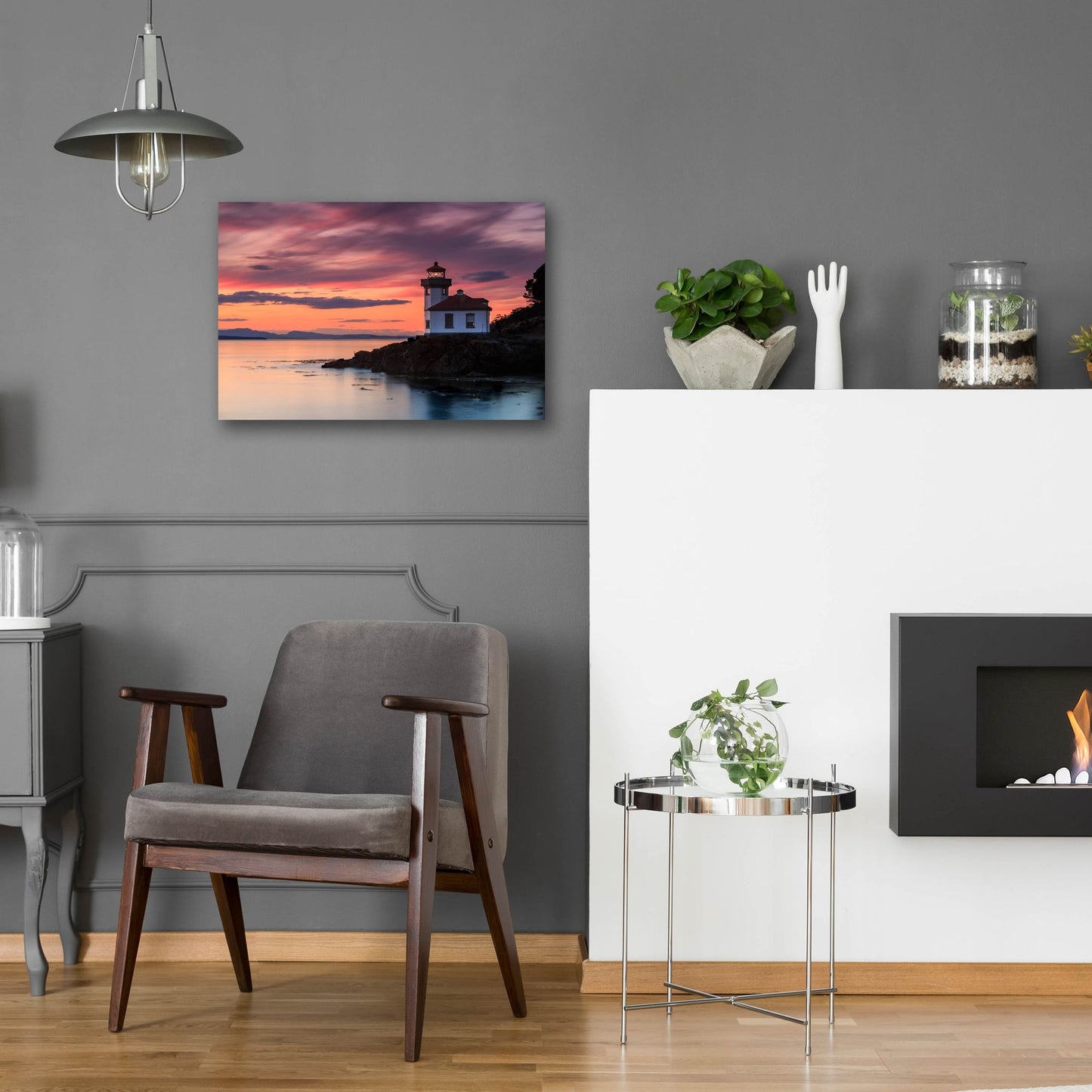 Epic Art ' Orange Sunset at Lime Kiln Lighthouse' by Shawn/Corinne Severn, Acrylic Glass Wall Art,24x16