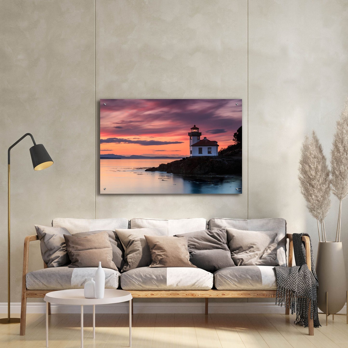 Epic Art ' Orange Sunset at Lime Kiln Lighthouse' by Shawn/Corinne Severn, Acrylic Glass Wall Art,36x24