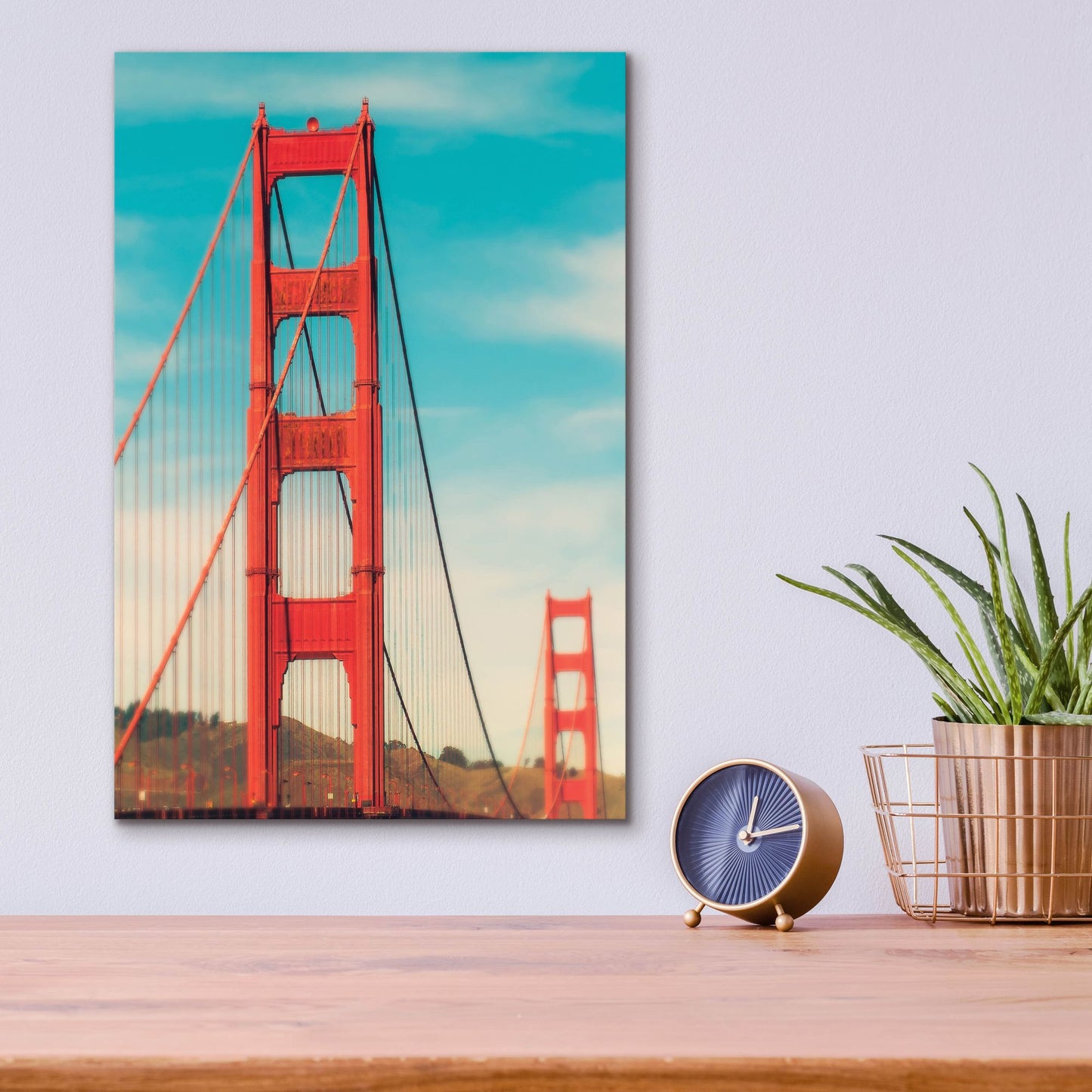 Epic Art ' Golden Gate in The Morning' by Sonja Quintero, Acrylic Glass Wall Art,12x16