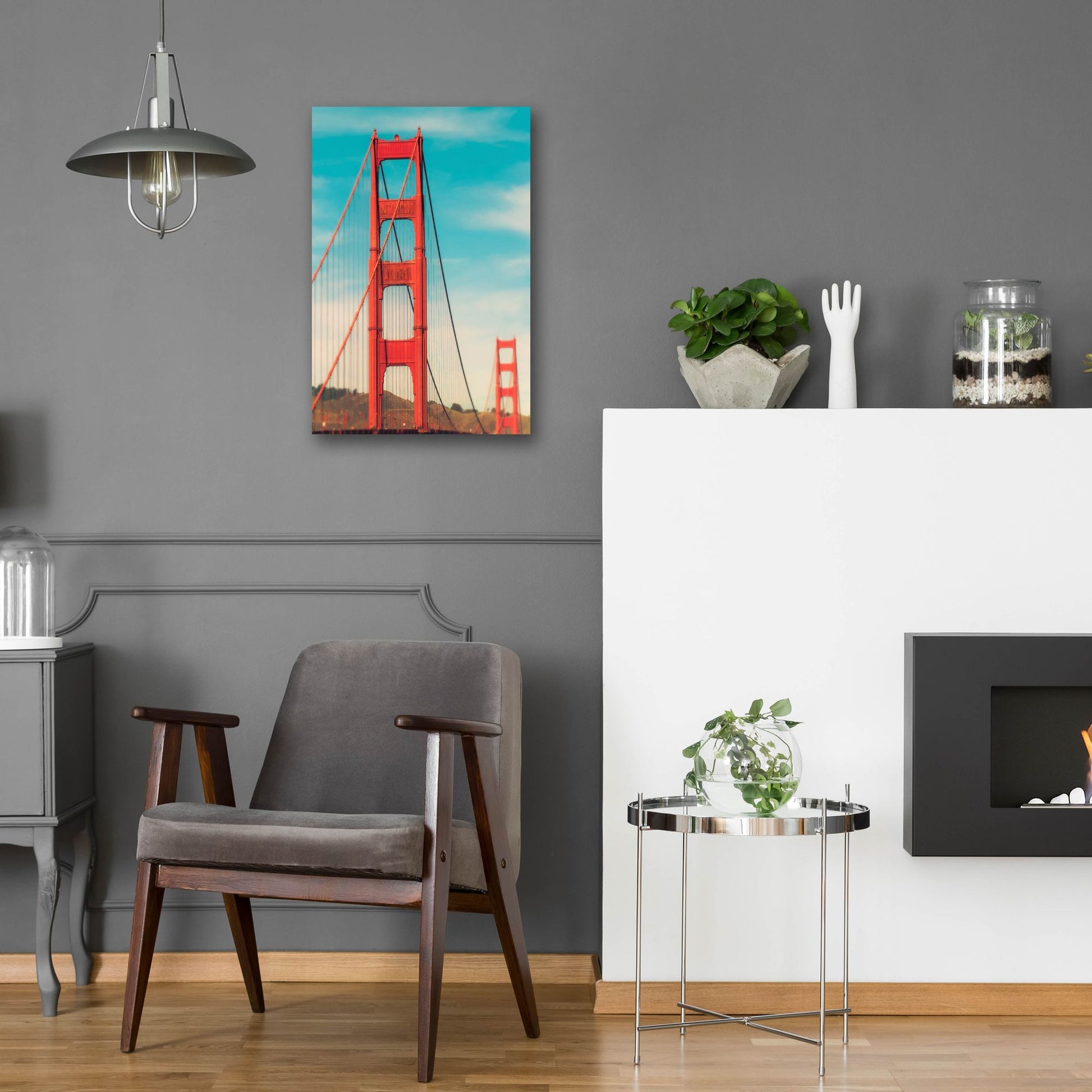 Epic Art ' Golden Gate in The Morning' by Sonja Quintero, Acrylic Glass Wall Art,16x24