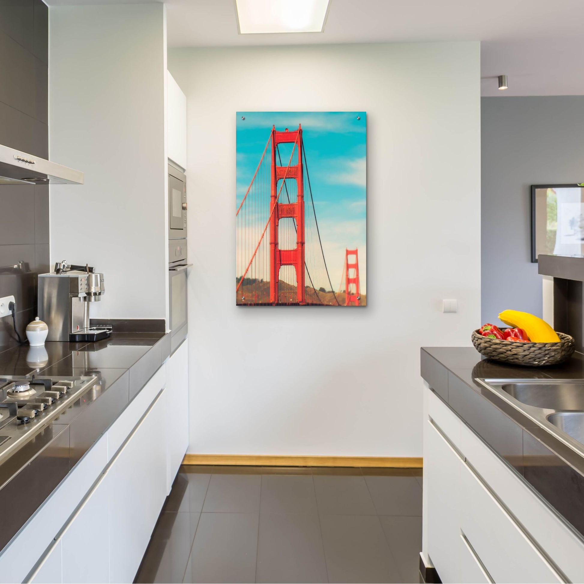 Epic Art ' Golden Gate in The Morning' by Sonja Quintero, Acrylic Glass Wall Art,24x36