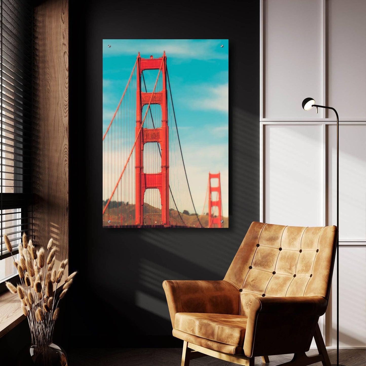 Epic Art ' Golden Gate in The Morning' by Sonja Quintero, Acrylic Glass Wall Art,24x36