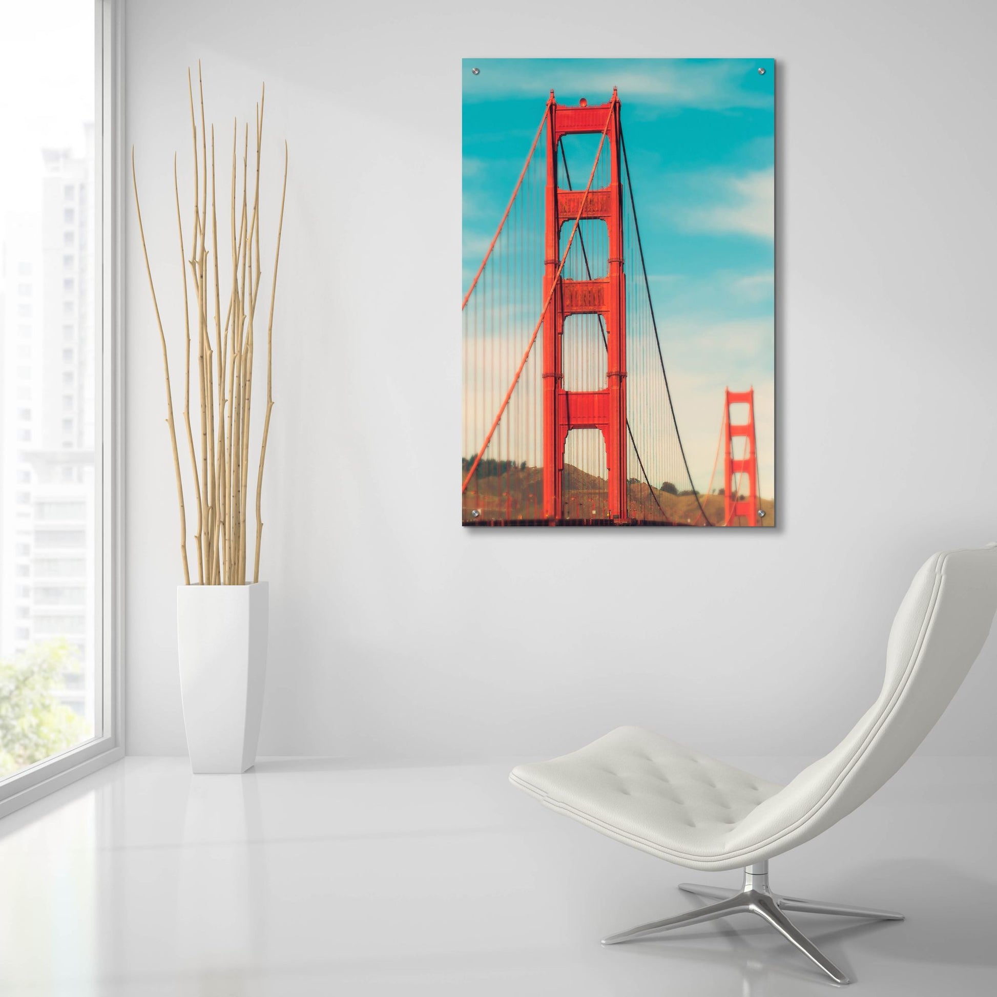 Epic Art ' Golden Gate in The Morning' by Sonja Quintero, Acrylic Glass Wall Art,24x36