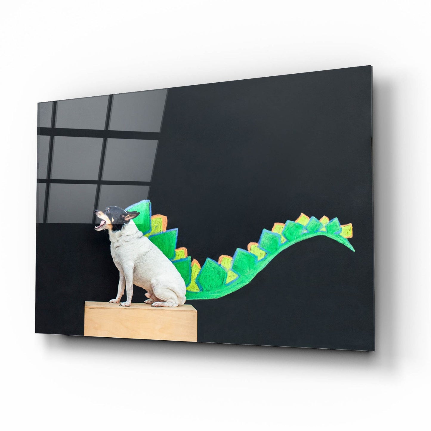 Epic Art ' Dino Dog' by Susan Sabo, Acrylic Glass Wall Art,16x12