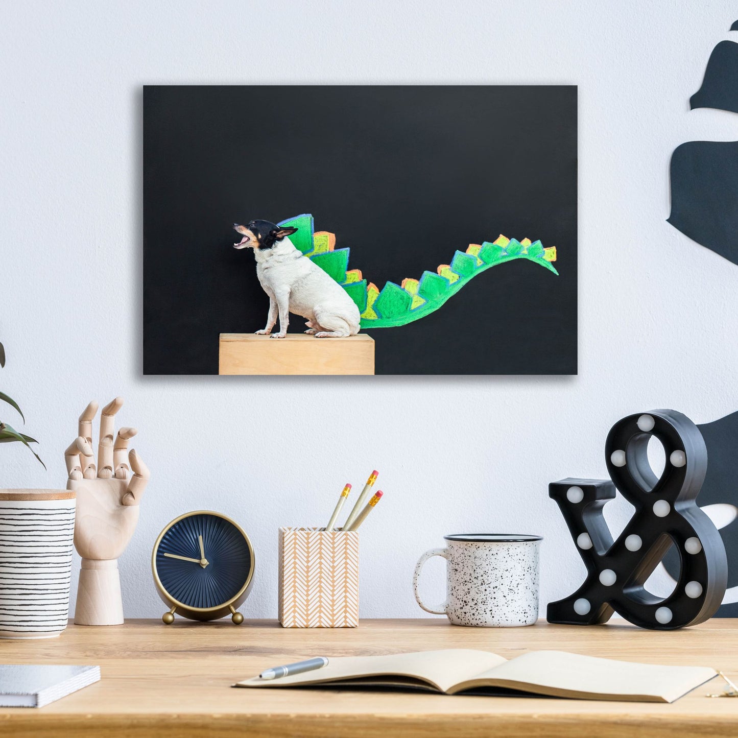 Epic Art ' Dino Dog' by Susan Sabo, Acrylic Glass Wall Art,16x12